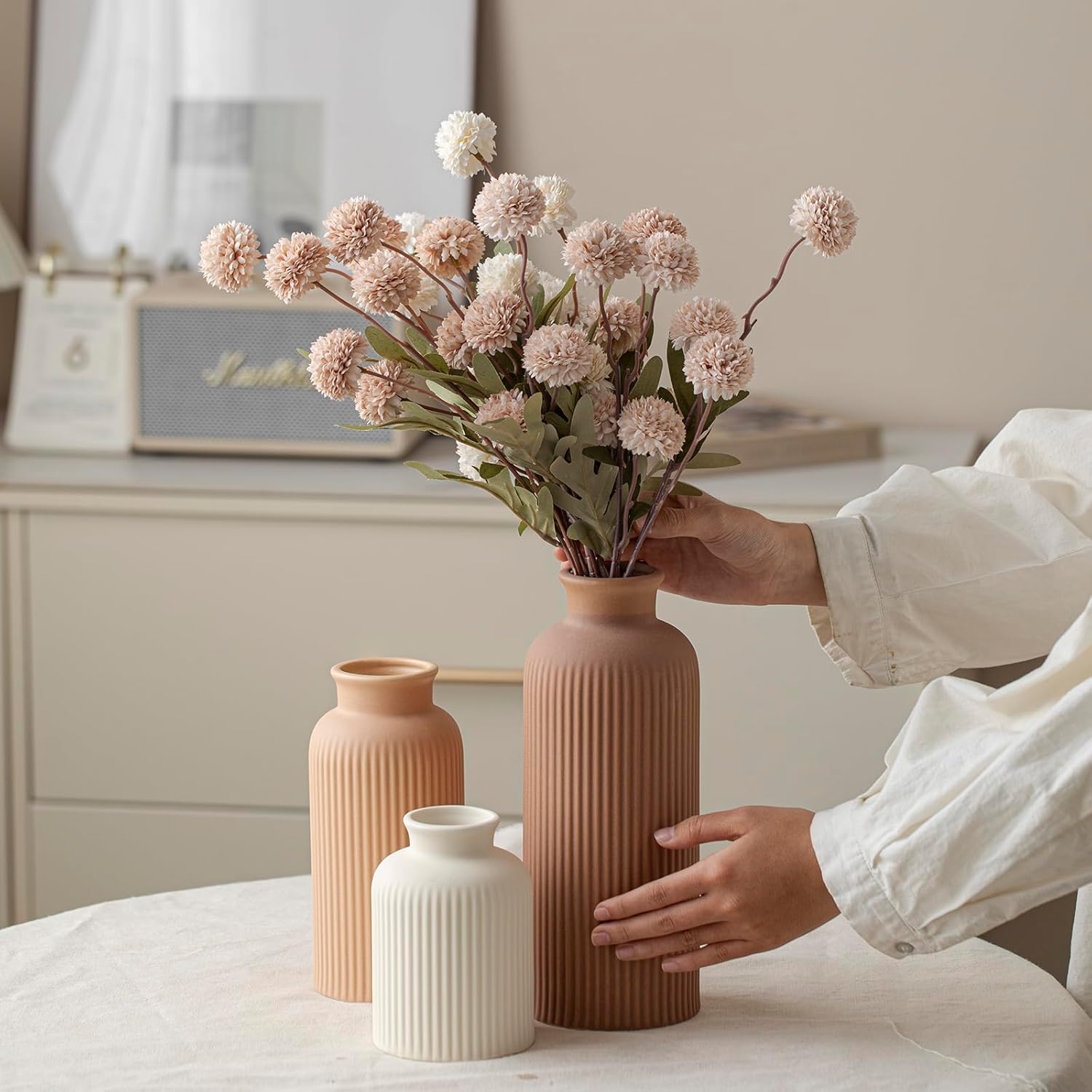 Modern Beige Decorative Vase - View 2