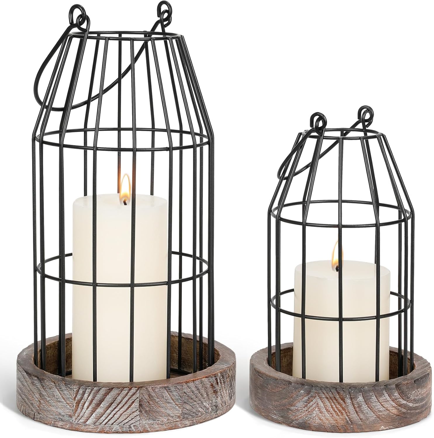 Vintage Farmhouse Black Candle — Set of 2 — Black/Brown