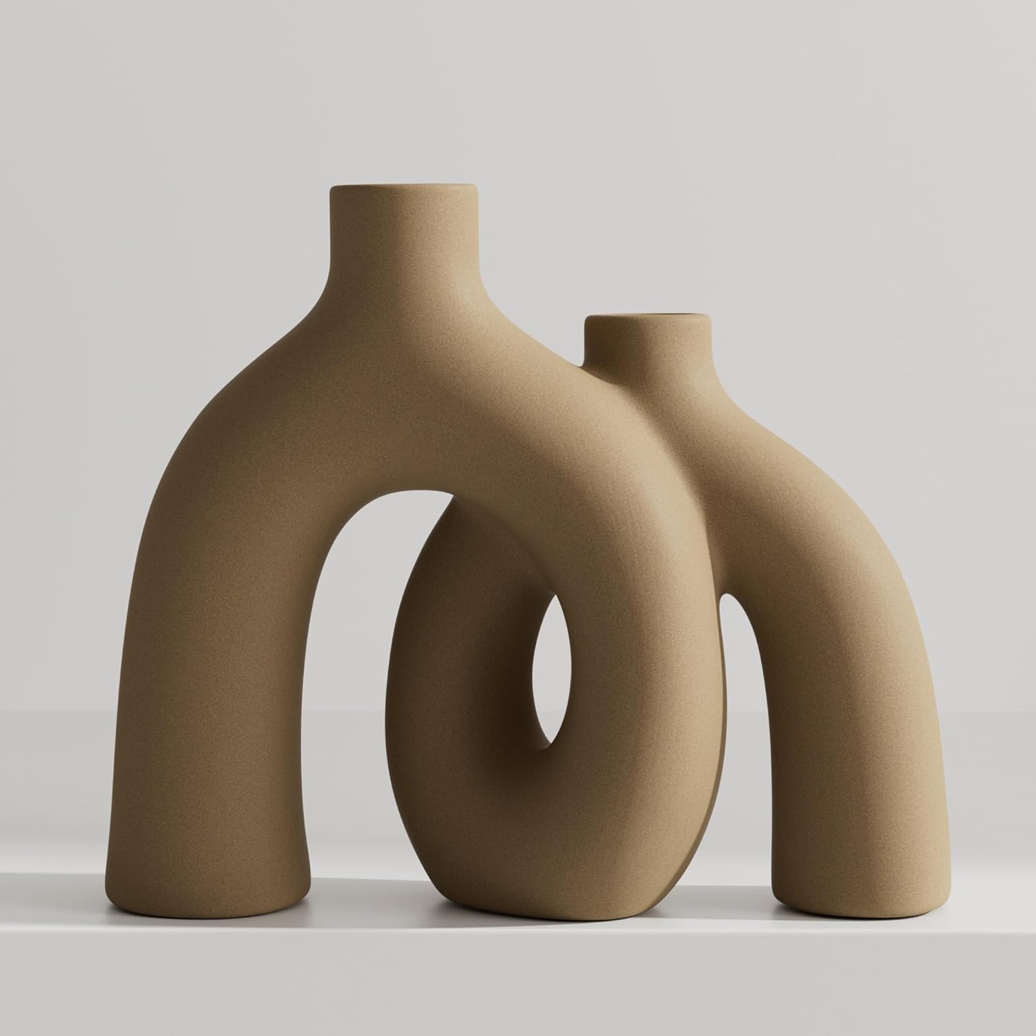 Boho Beige Decorative Vase — Brown