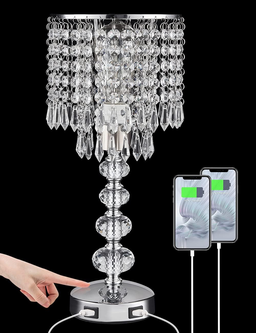 Dimmable Luxe Gold Bedside Lamp — A:Silver