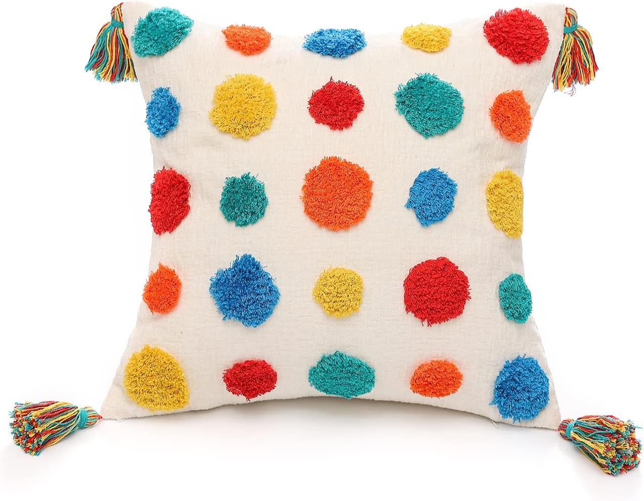 Tufted Boho Grey Throw Pillow Cover — 20" — Multicolor