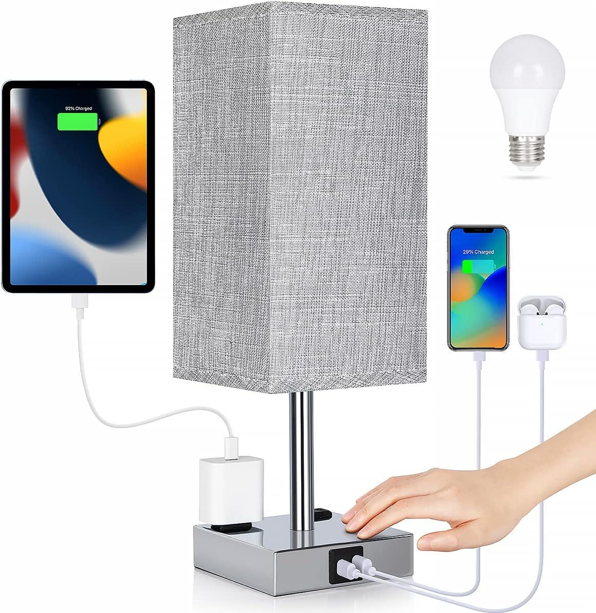 Dimmable Black Table Lamp — Chrome - Grey