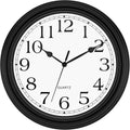 Battery Operated Mid-Century Black Wall Clock — 12" — Black Classic Vintage