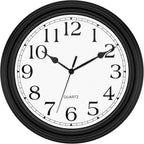 Battery Operated Mid-Century Black Wall Clock — 12" — Black Classic Vintage