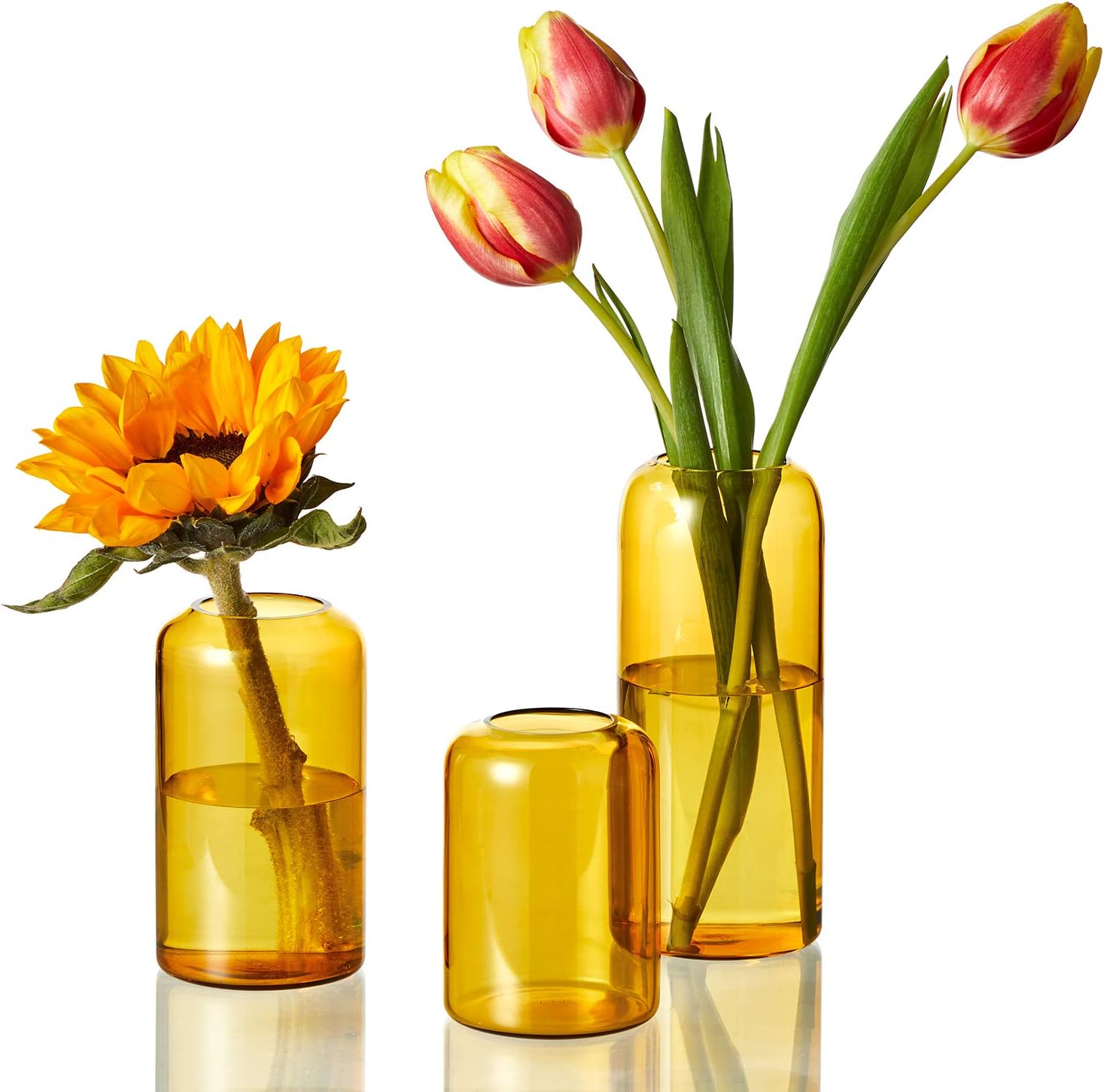 Modern Orange Vase — Set of 6 — Medium Amber
