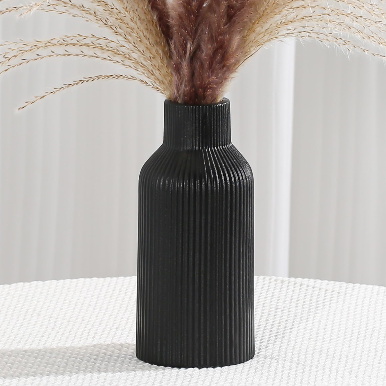 Boho Beige Vase — Set of 3 — Black