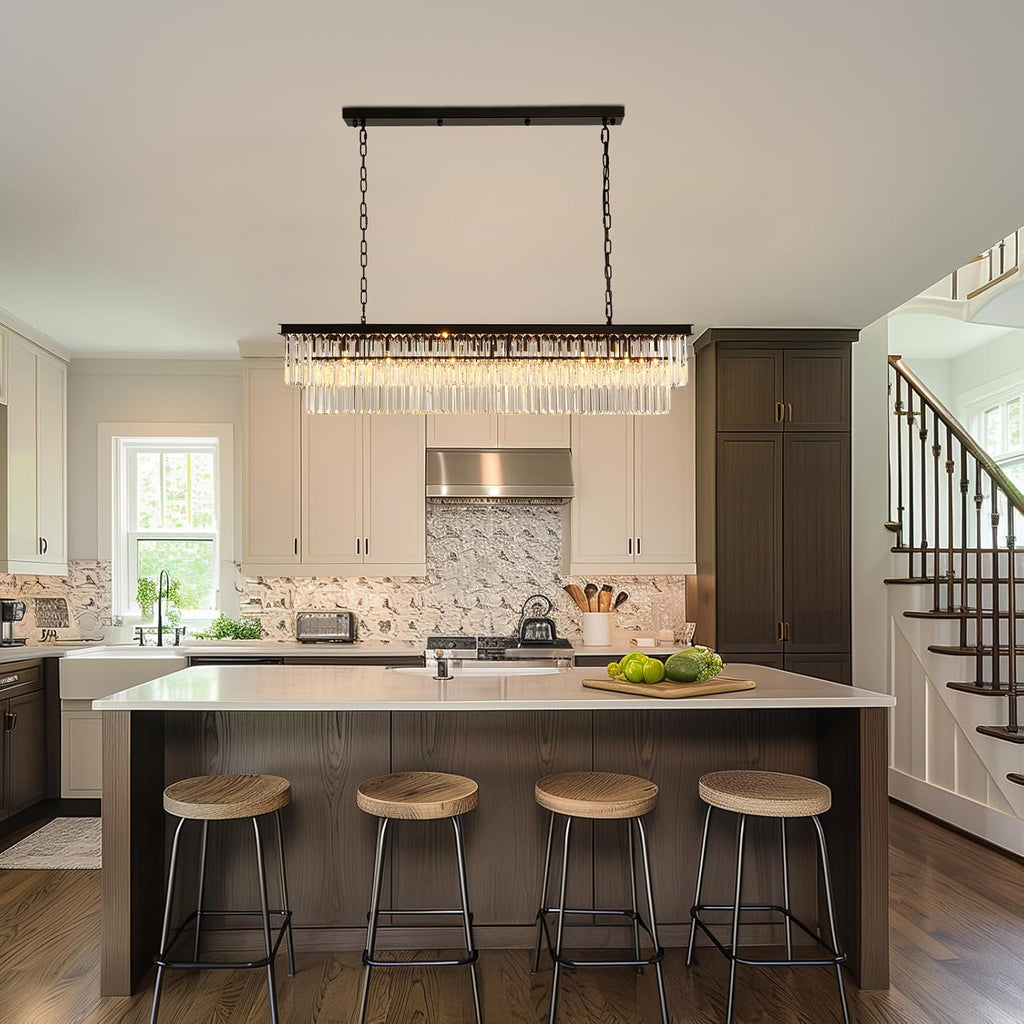 Rectangular Luxe Glass Chandelier — 47" - View 8
