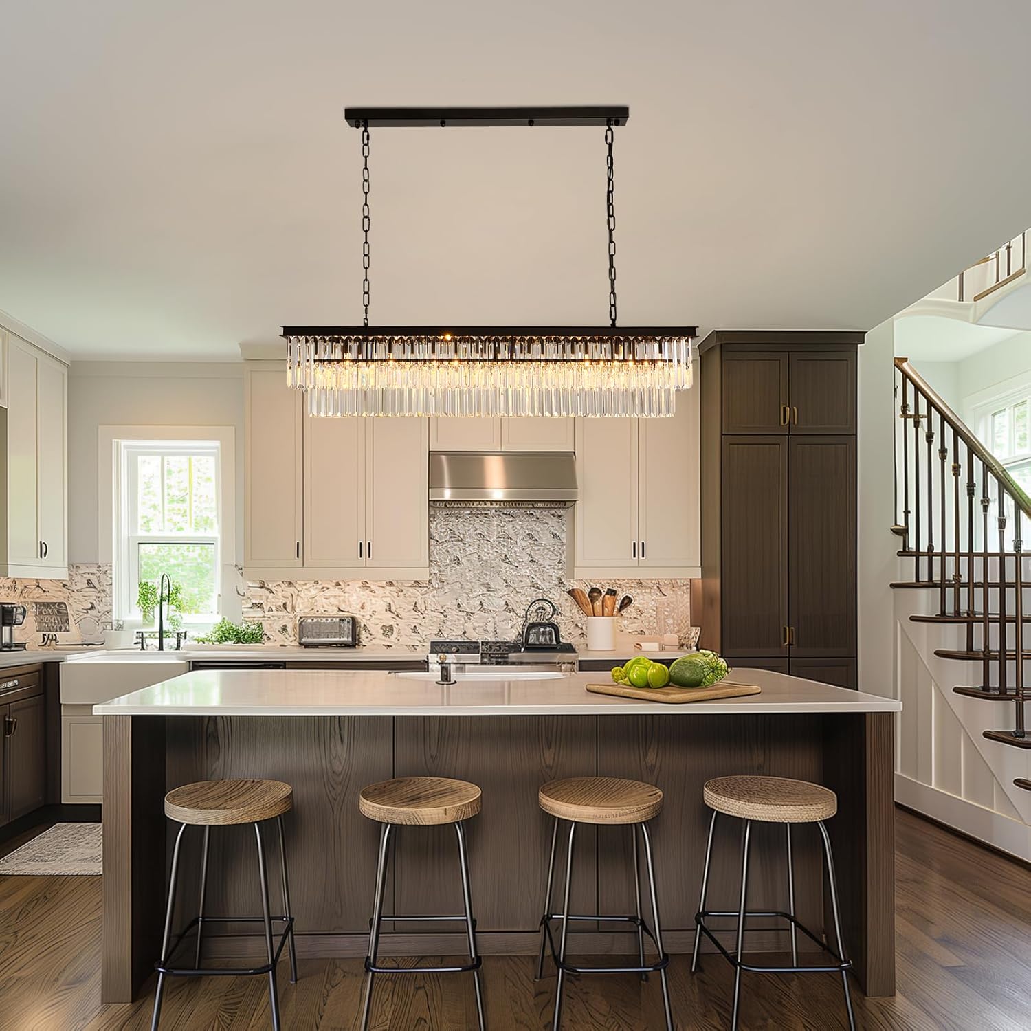 Rectangular Luxe Glass Chandelier — 47" - View 8