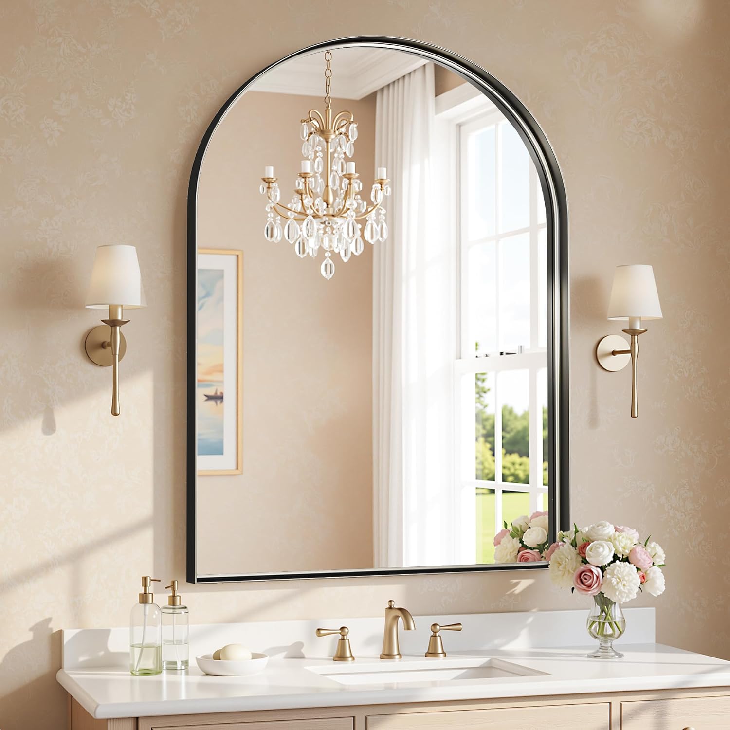 Metal Round Mirror — 30" — 40"l X 30"w