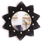 Boho Black Round Mirror