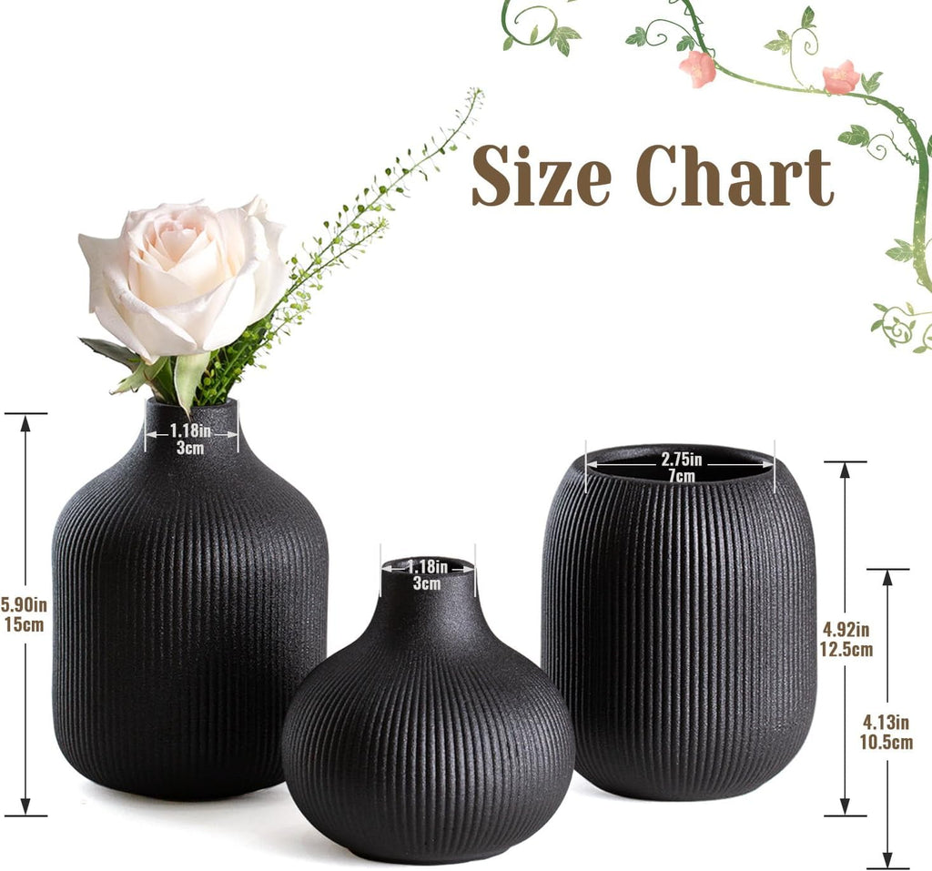 Boho Black Decorative Vase — Set of 3 - View 5