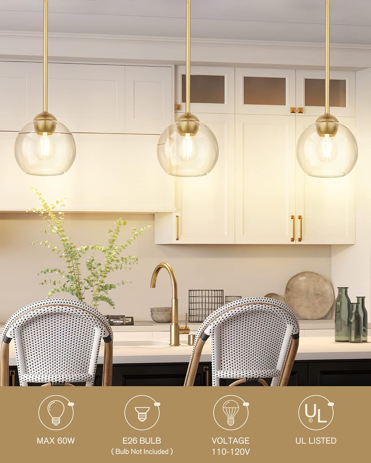 Luxe Black Pendant Light — 1-Light - View 2