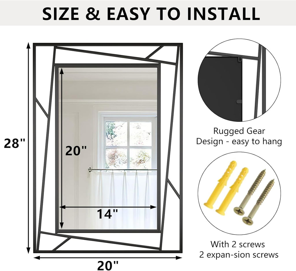 Framed Farmhouse Black Wall Mirror — 28" - View 2