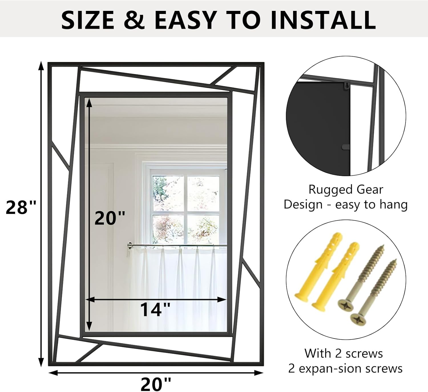 Framed Farmhouse Black Wall Mirror — 28" - View 2