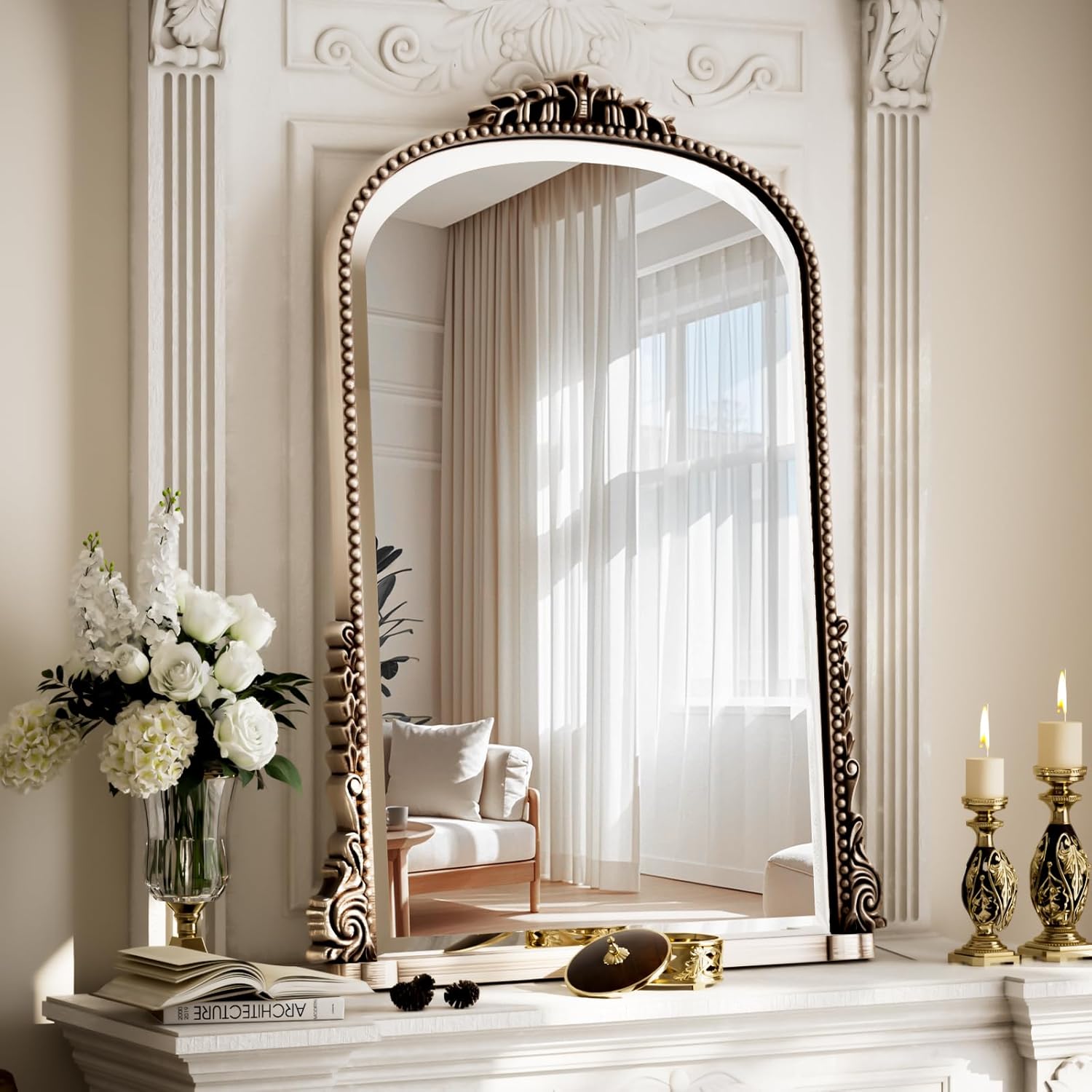 Round Luxe Gold Wall Mirror — 27" — Silver