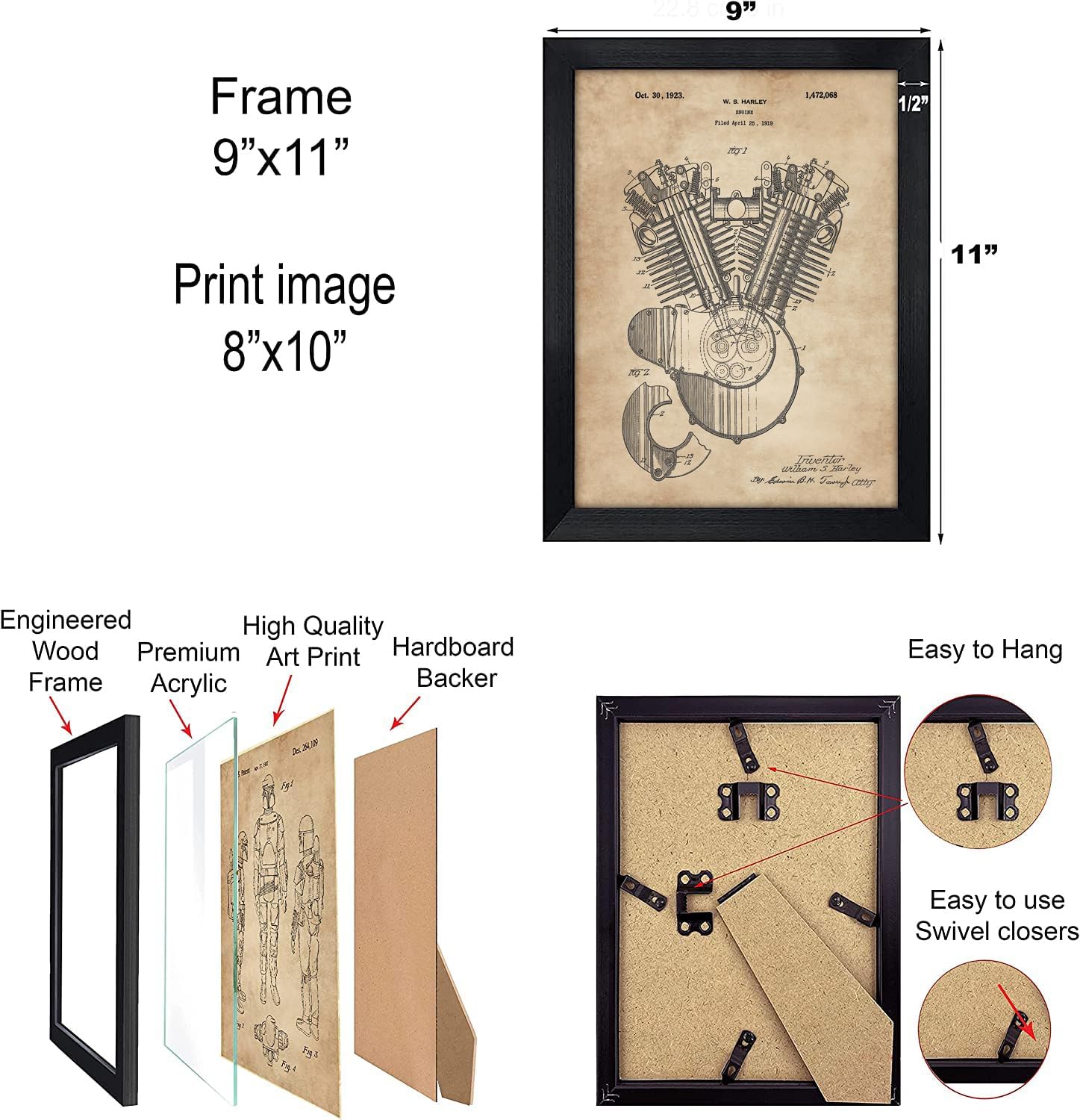 Framed Black Wall Art — 8x10 - View 2