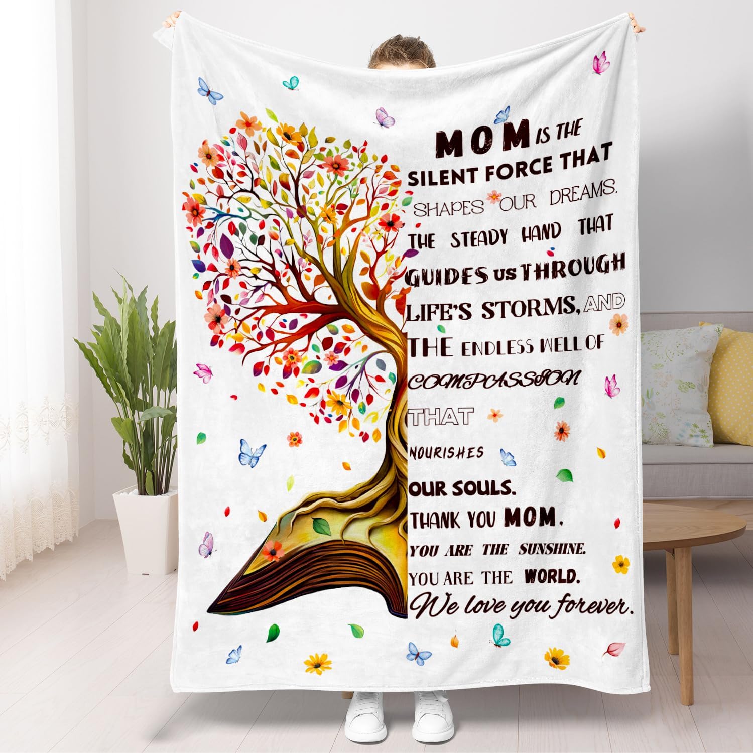 Brown Throw Pillow — 60" — White Tree