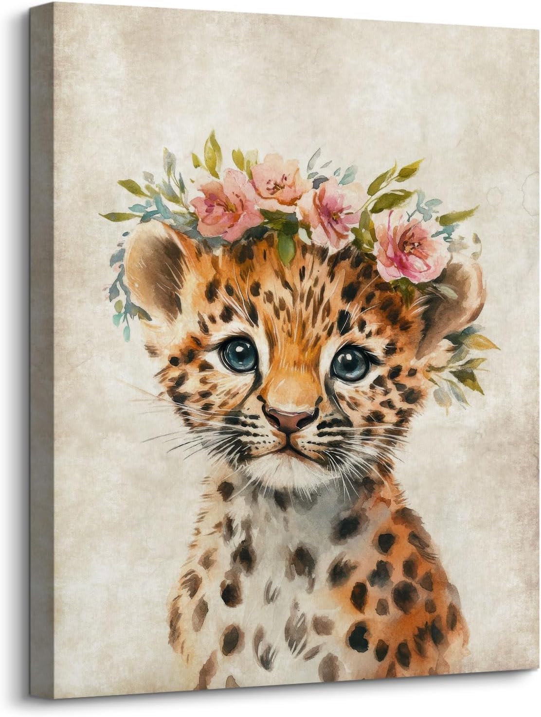 Framed Mid-Century Metal Canvas Wall Art — 12" — AA25-83-Leopard