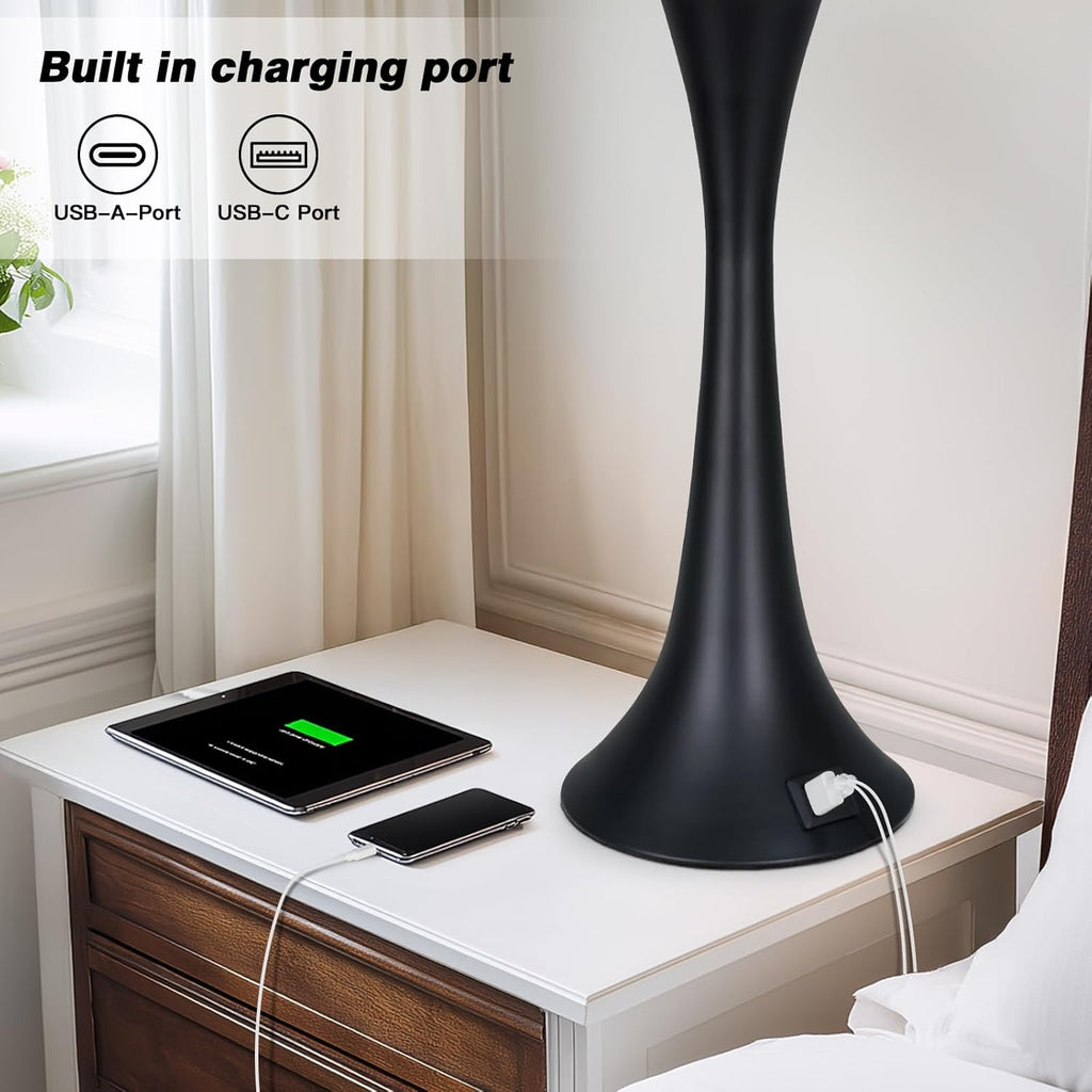 Dimmable Black Bedside Lamp — 27.5" - View 3