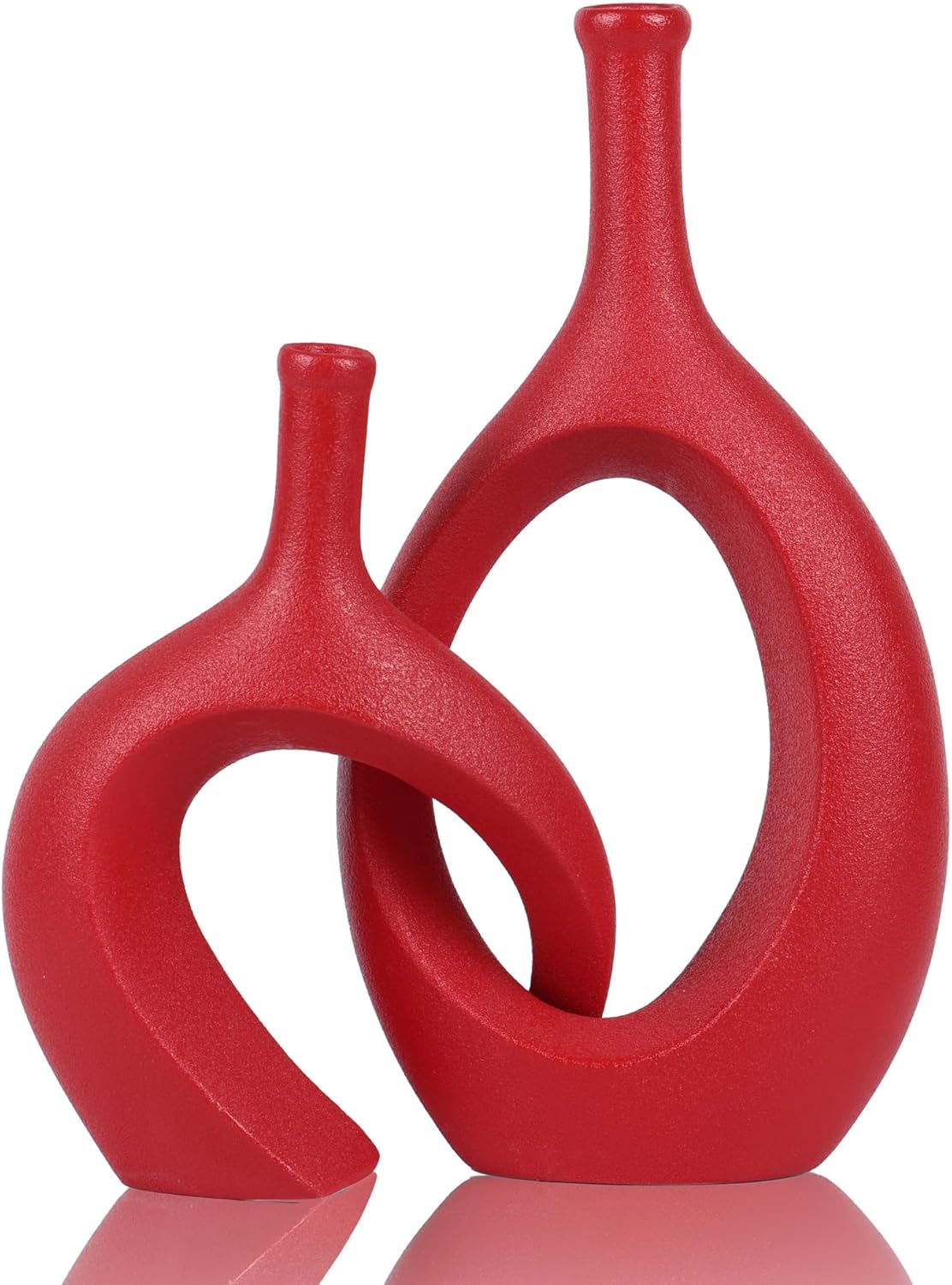 Boho Blue Vase Set — Red