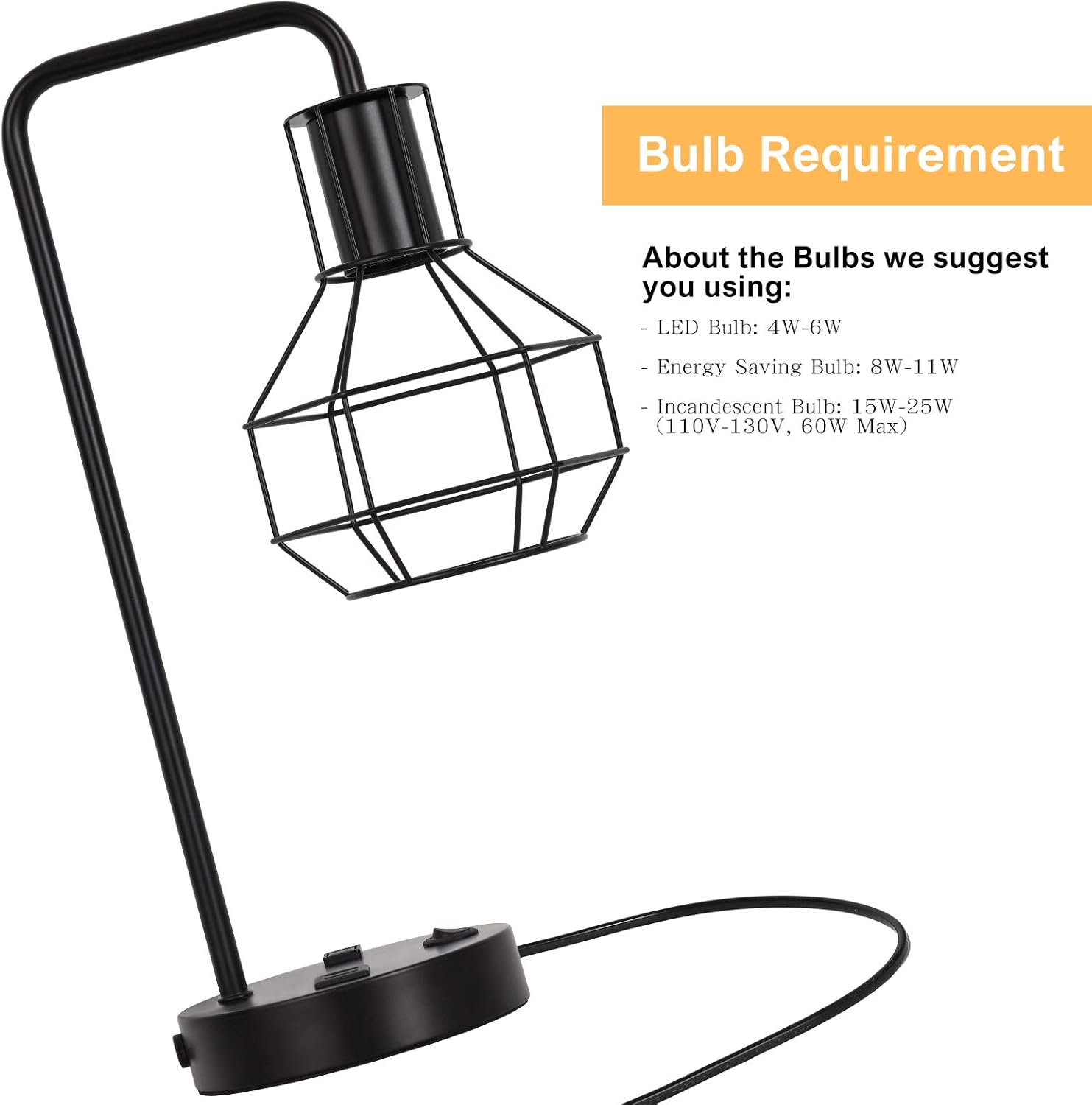 USB Farmhouse Metal Desk Lamp - View 3