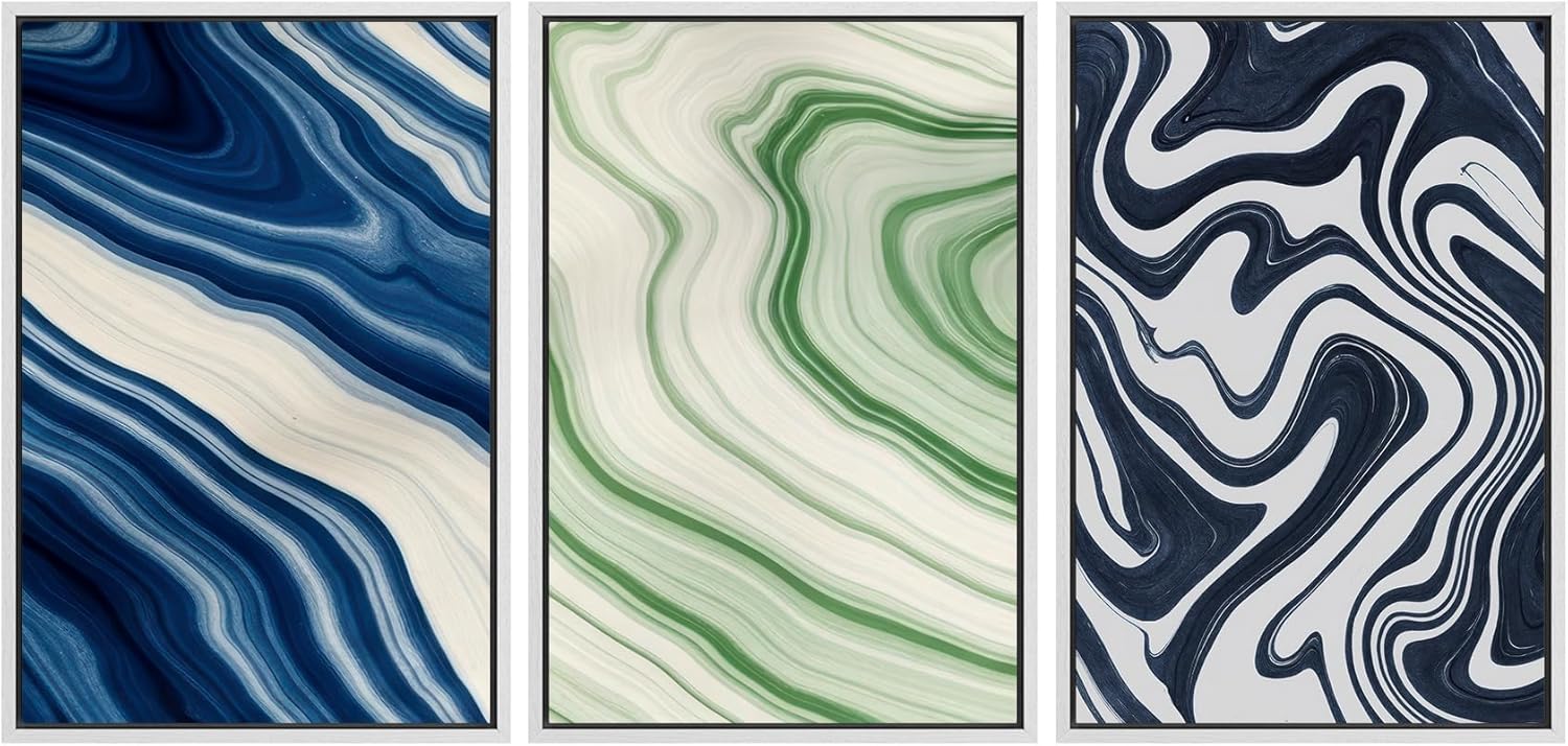 Modern Framed Wall Art — 16" — 16"x24"x3 Panels White