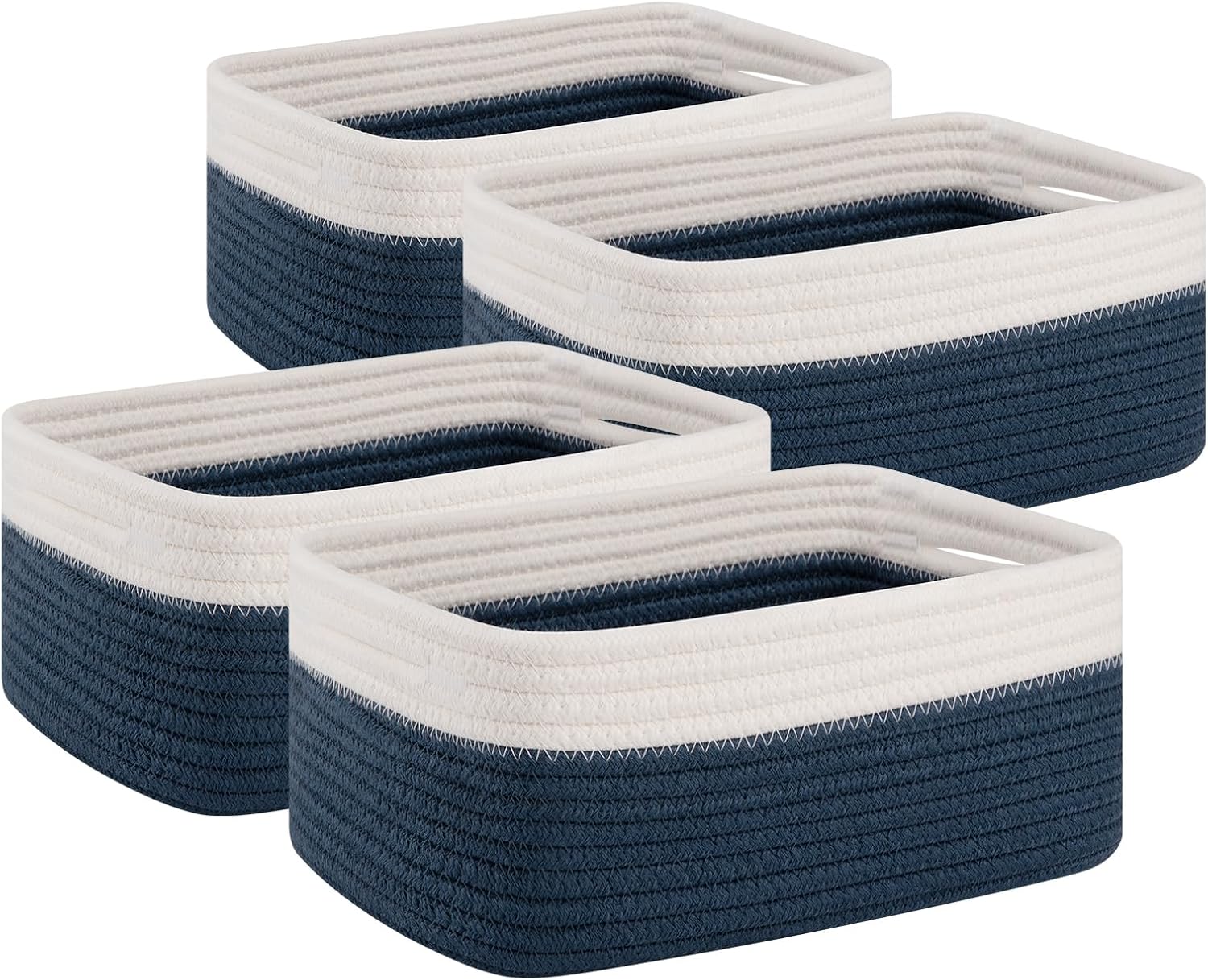 Black Storage Bin — 11.8" — Blue/White