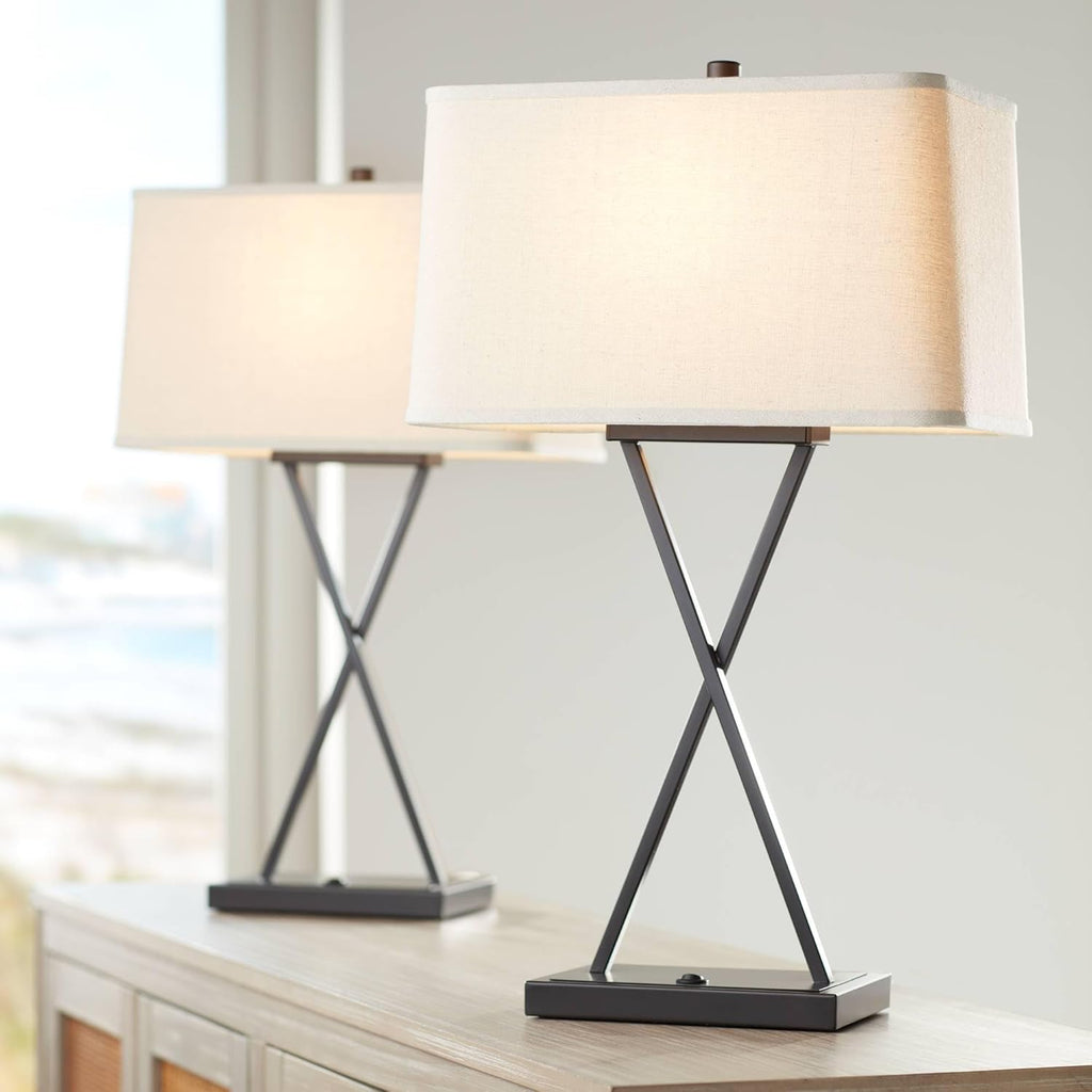 USB Charging Modern Metal Table Lamp — 26.5" - View 9