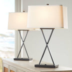 USB Charging Modern Metal Table Lamp — 26.5" - View 9