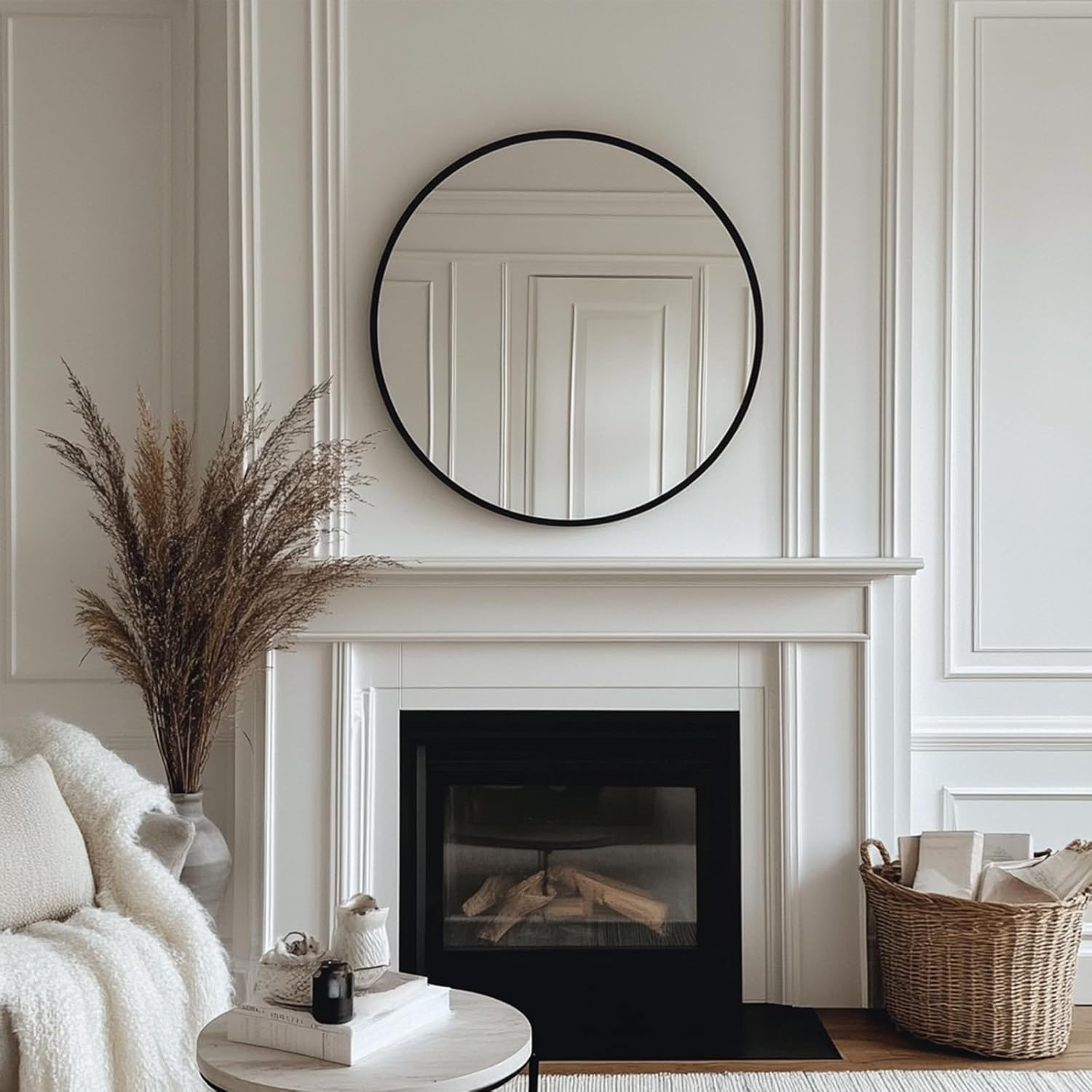 Round Farmhouse Black Wall Mirror — 24" - View 8