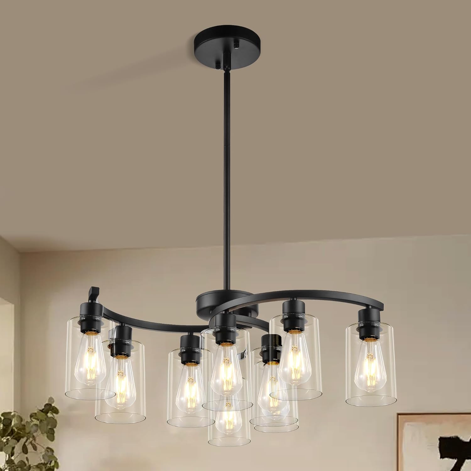 Farmhouse Black Chandelier — 9-Light - View 5