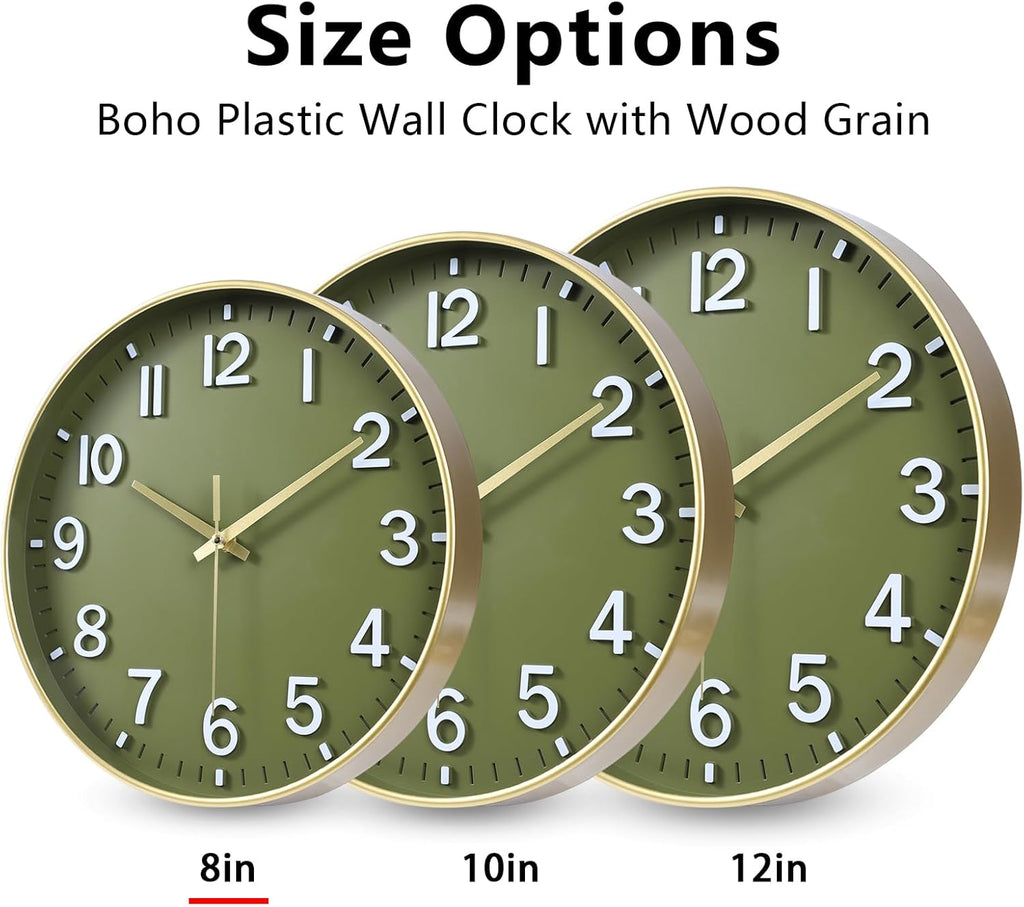 Battery Operated Luxe Black Wall Clock — 8" - View 7