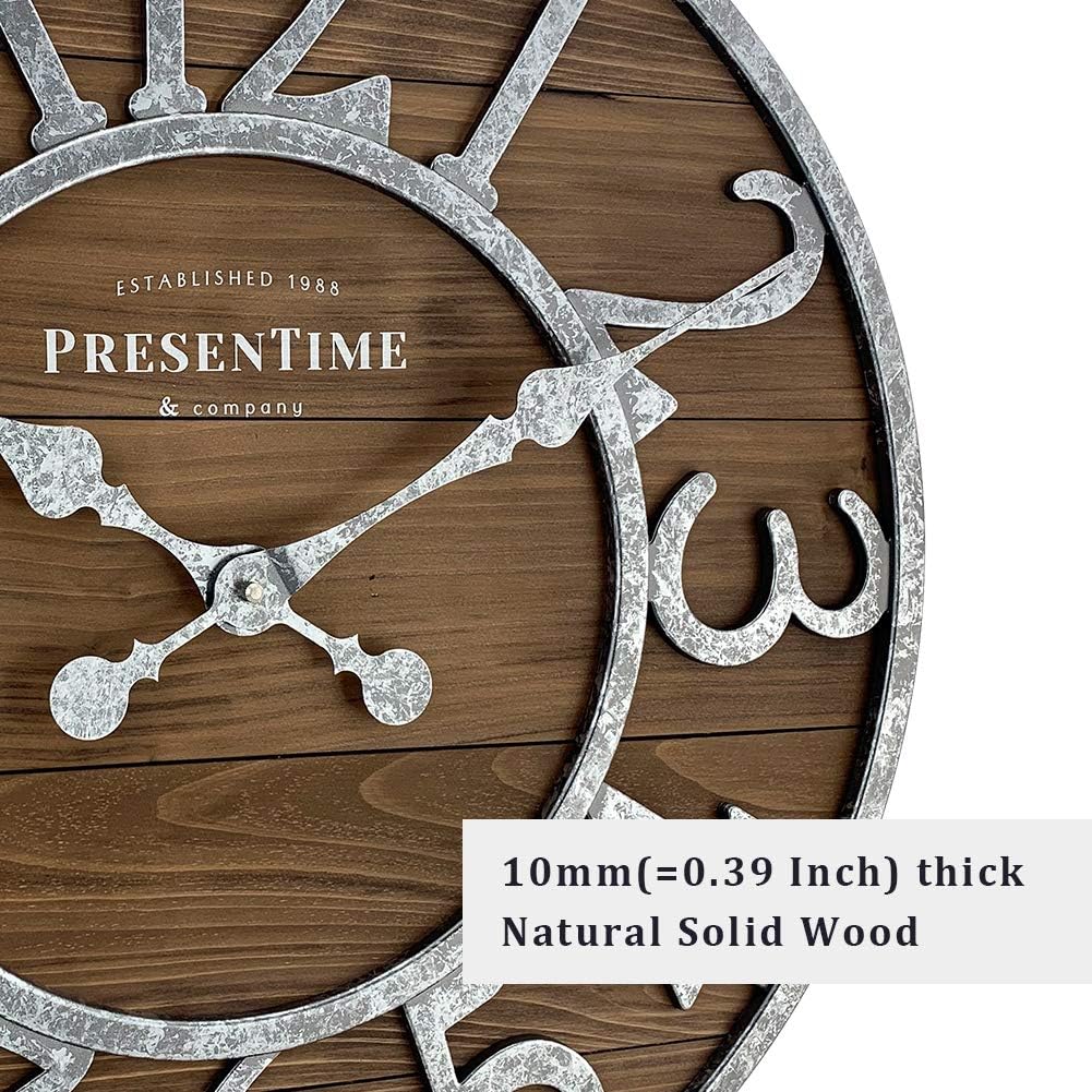 Vintage Farmhouse Wood Clock — 5" - View 3
