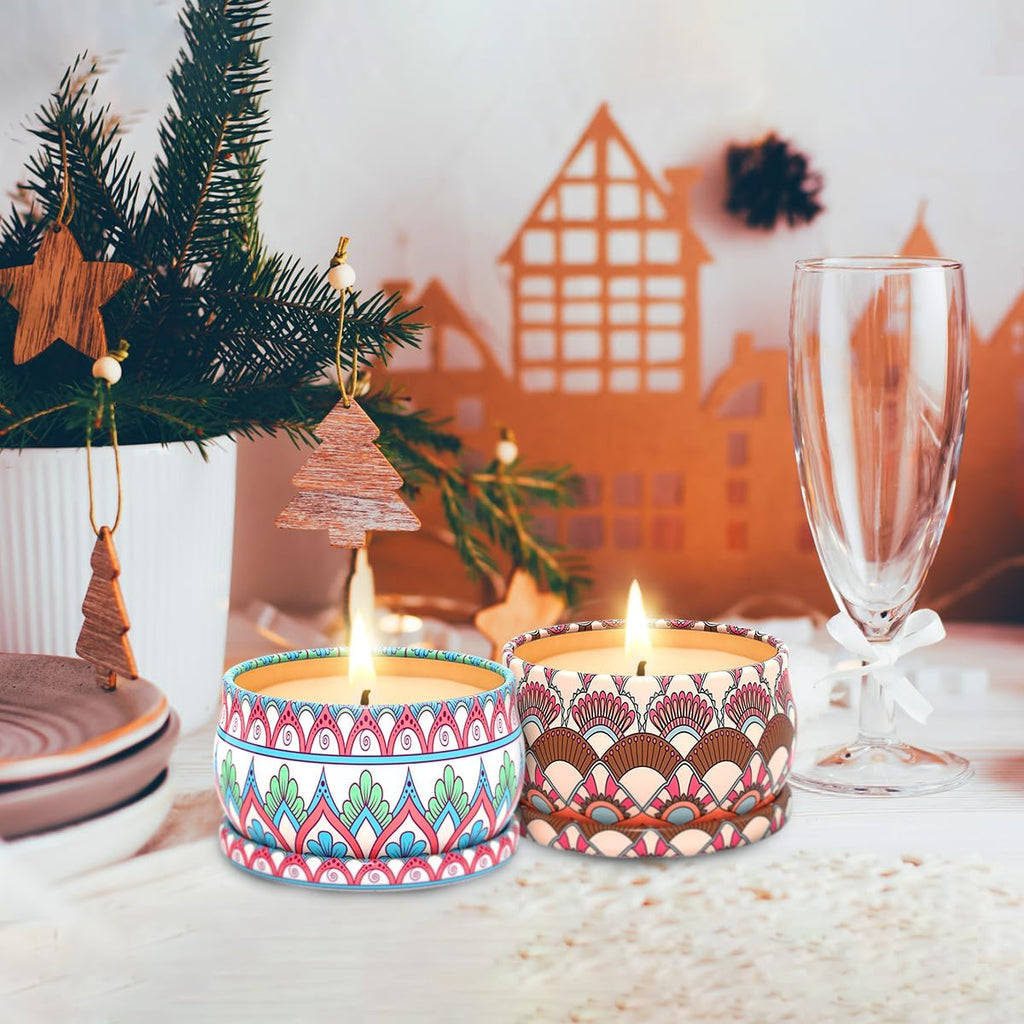 Soy Wax Boho Blue Scented Candle — 3x2 - View 5