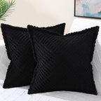 Boho Beige Throw Pillow Cover — 18" — Black