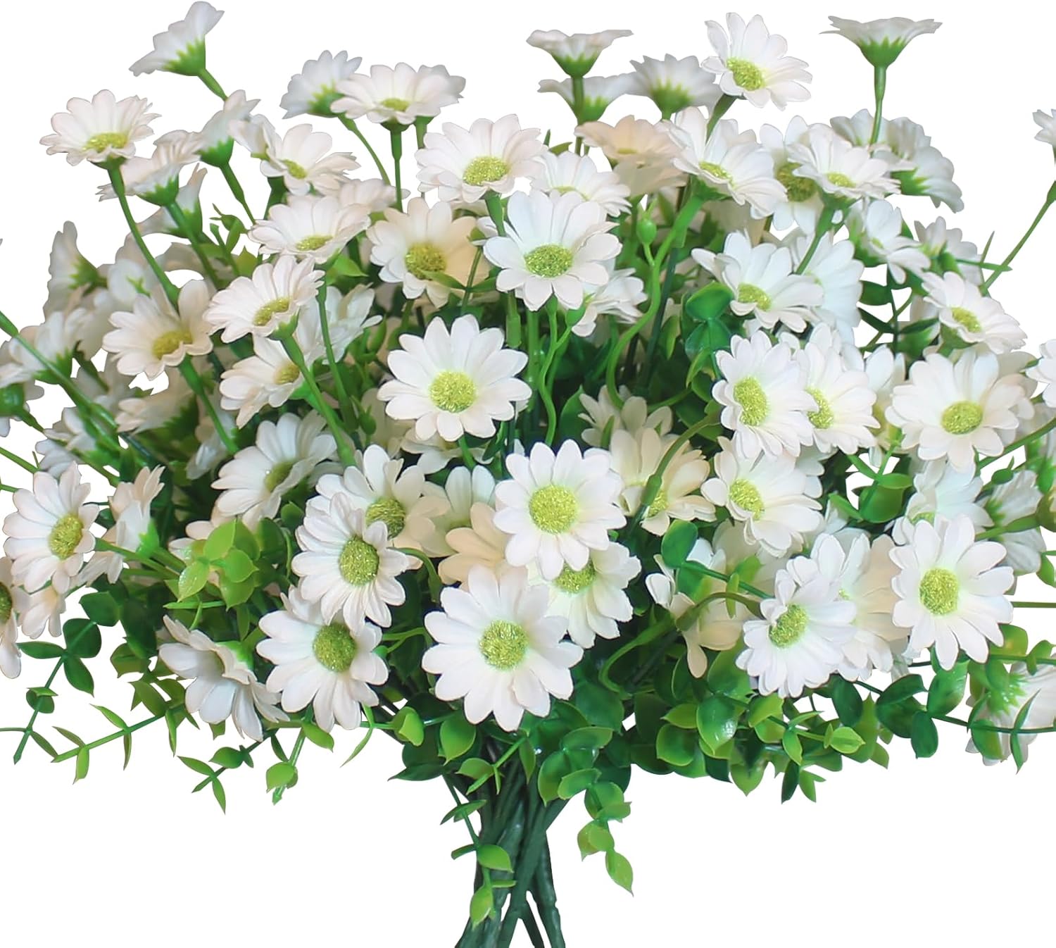 Green Faux Plant — White Artificial Flowers for Outdoors
