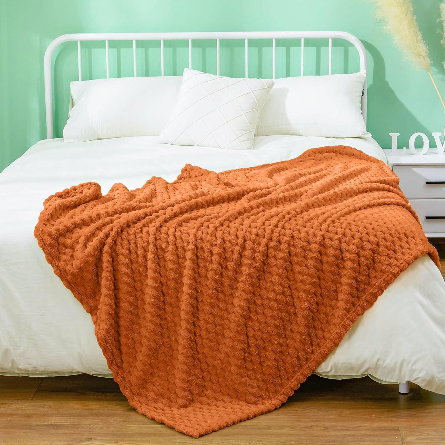 Black Throw Pillow — 50" — Burnt Orange