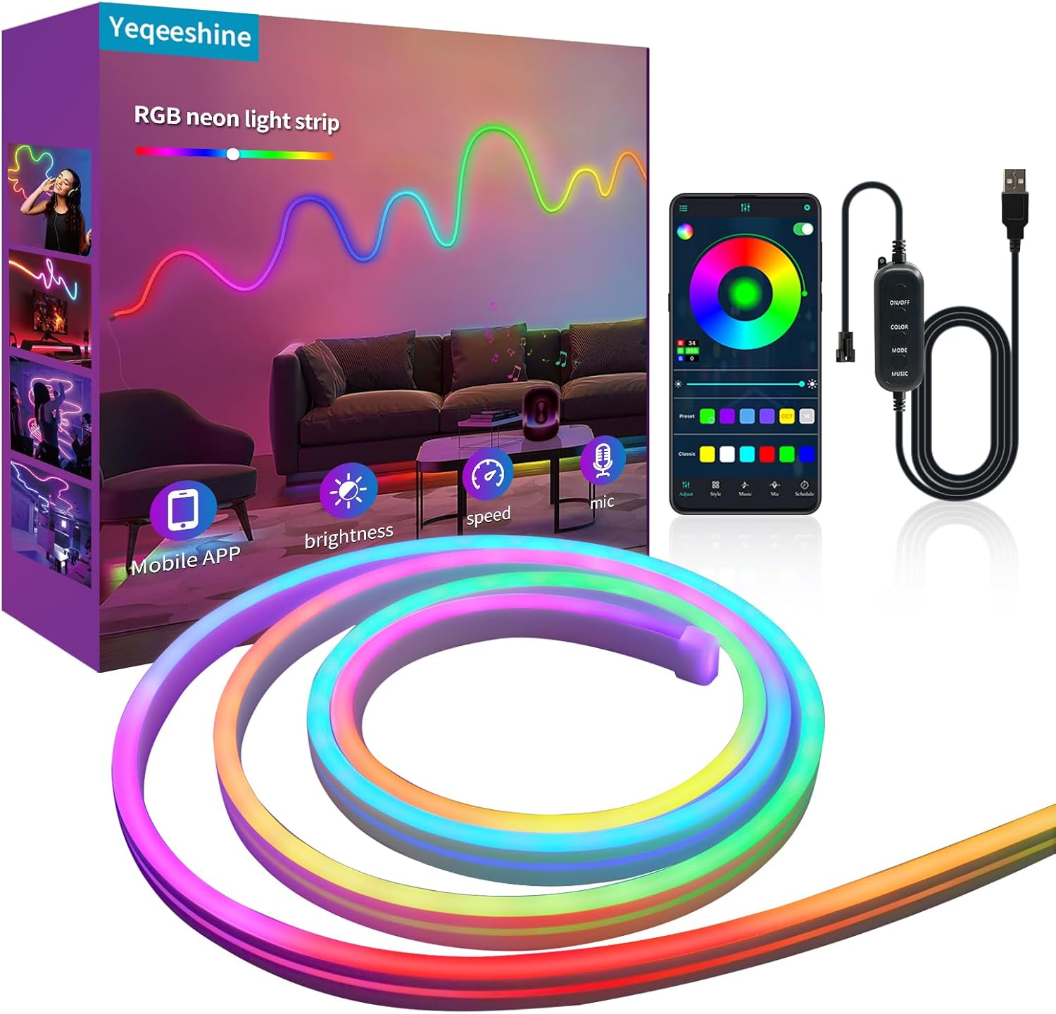 Color Changing Rattan LED Strip Light — 9.84FT