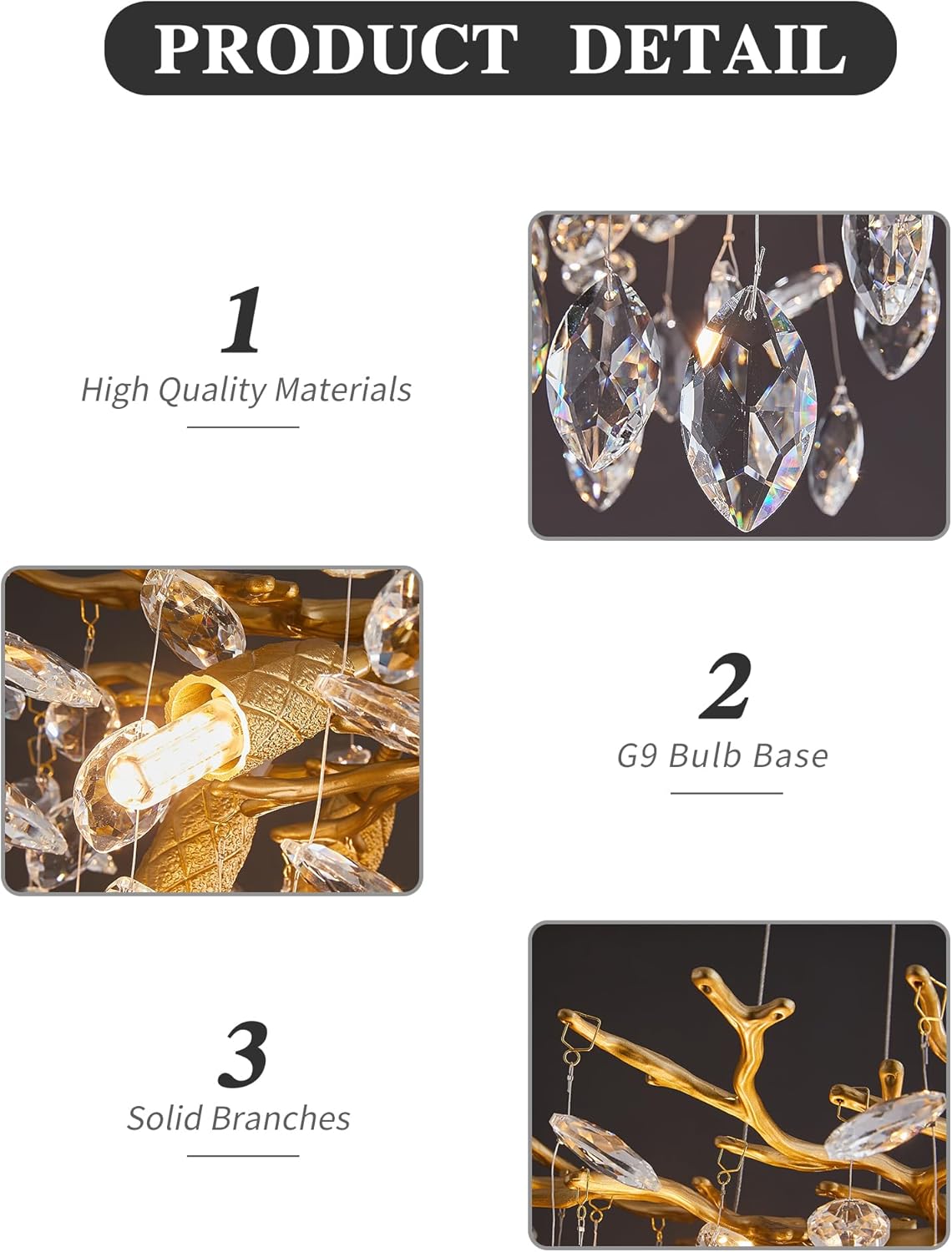 Round Luxe Black Chandelier — 6-Light - View 8