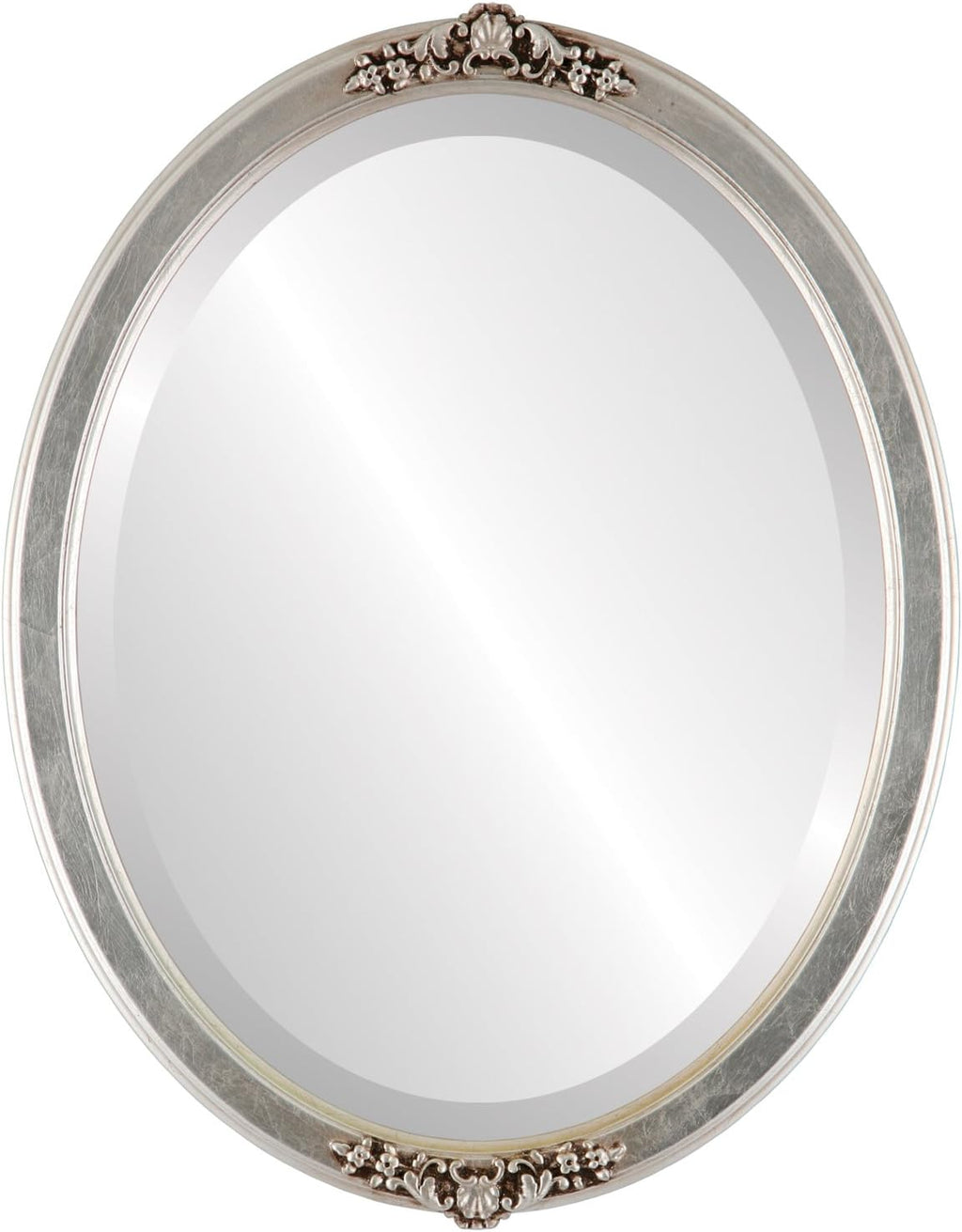 Beveled Luxe Beige Wall Mirror — 26" — Silver Leaf With Brown Antique