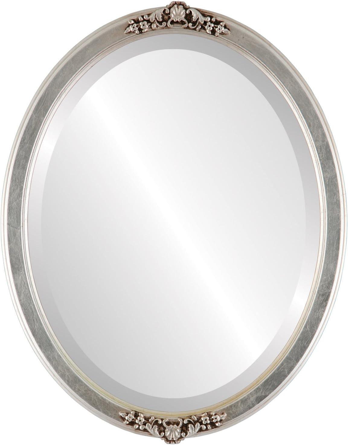 Beveled Luxe Beige Wall Mirror — 26" — Silver Leaf With Brown Antique