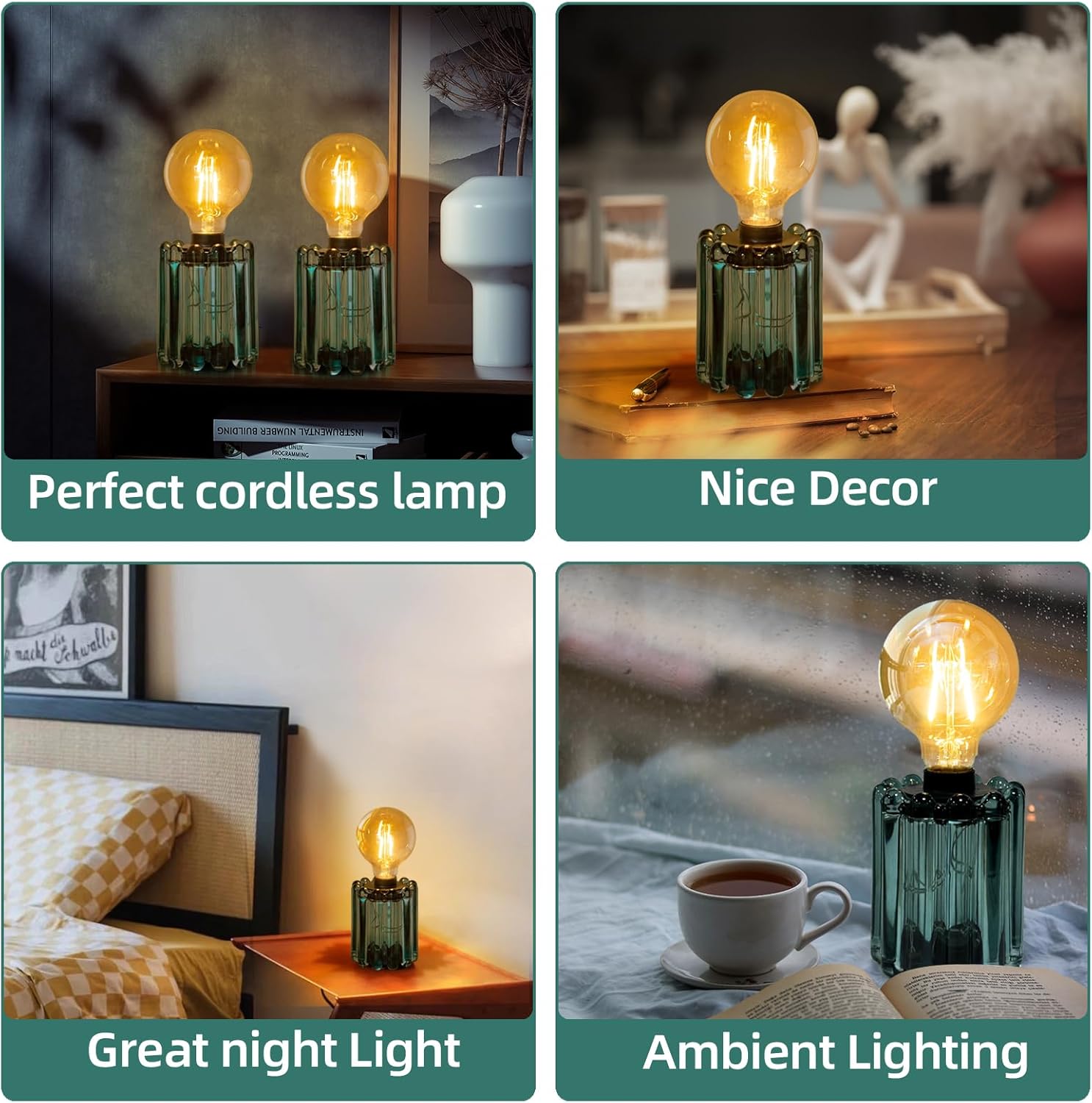Cordless Brown Table Lamp — Set of 2 - View 2