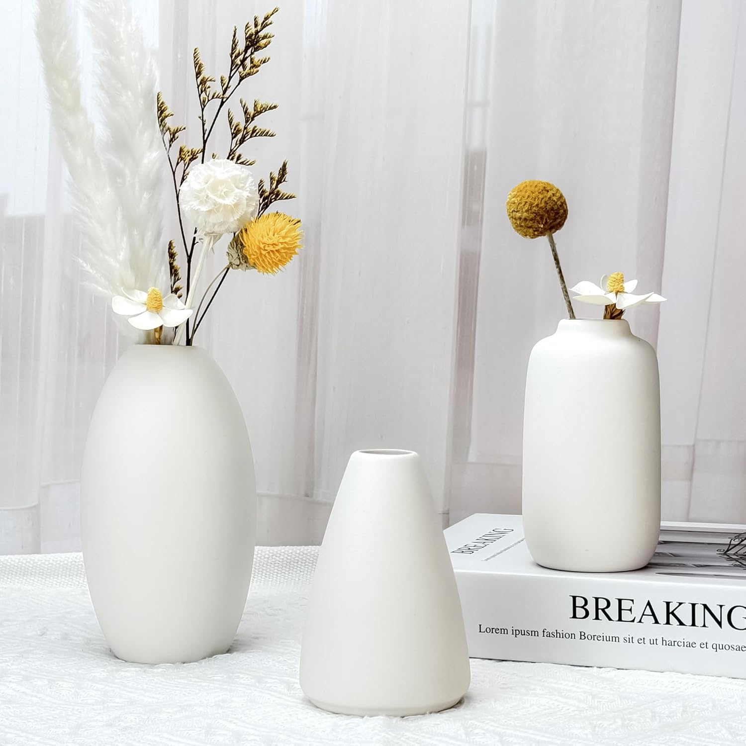 Boho White Flower Vase — Set of 10 - View 3