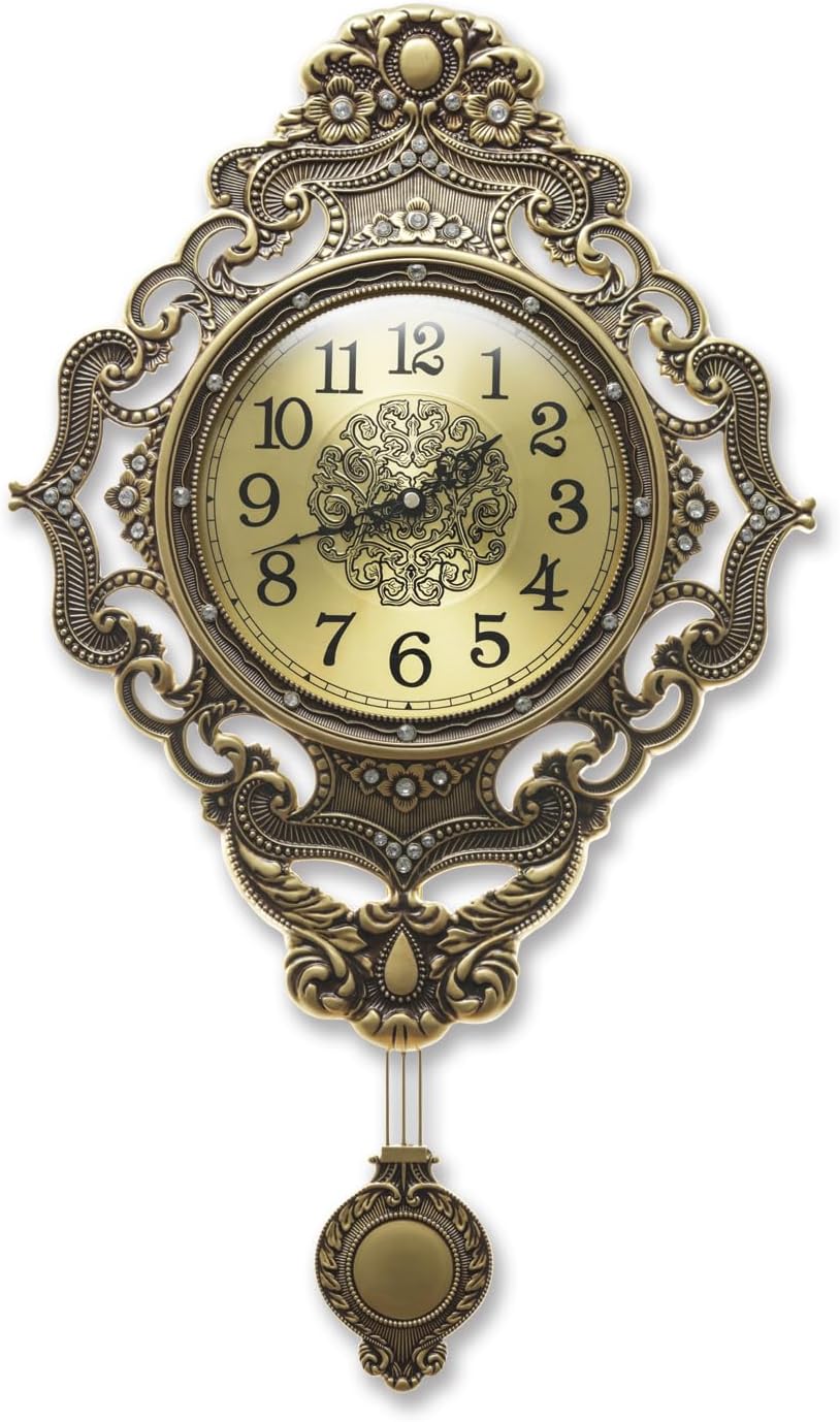 Vintage Brown Wall Clock — 14" — Antique Bronze 14"