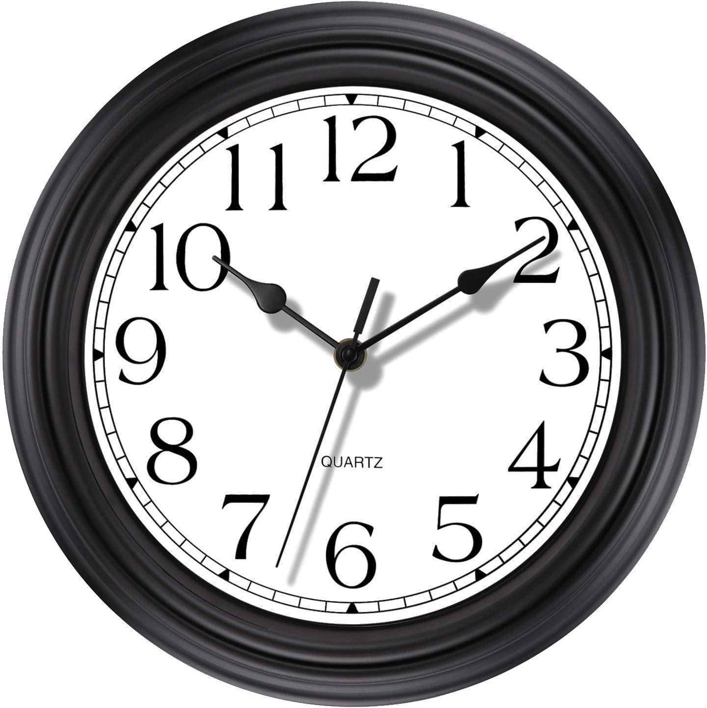 Battery Operated Mid-Century Black Wall Clock — 12" — Black Classic