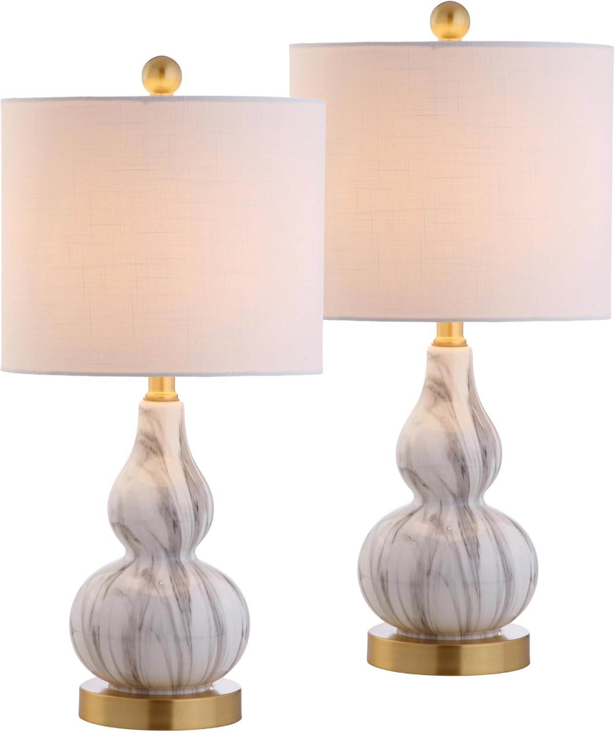 Linen Modern Black Nightstand Lamp — 20.5" — Set of 2