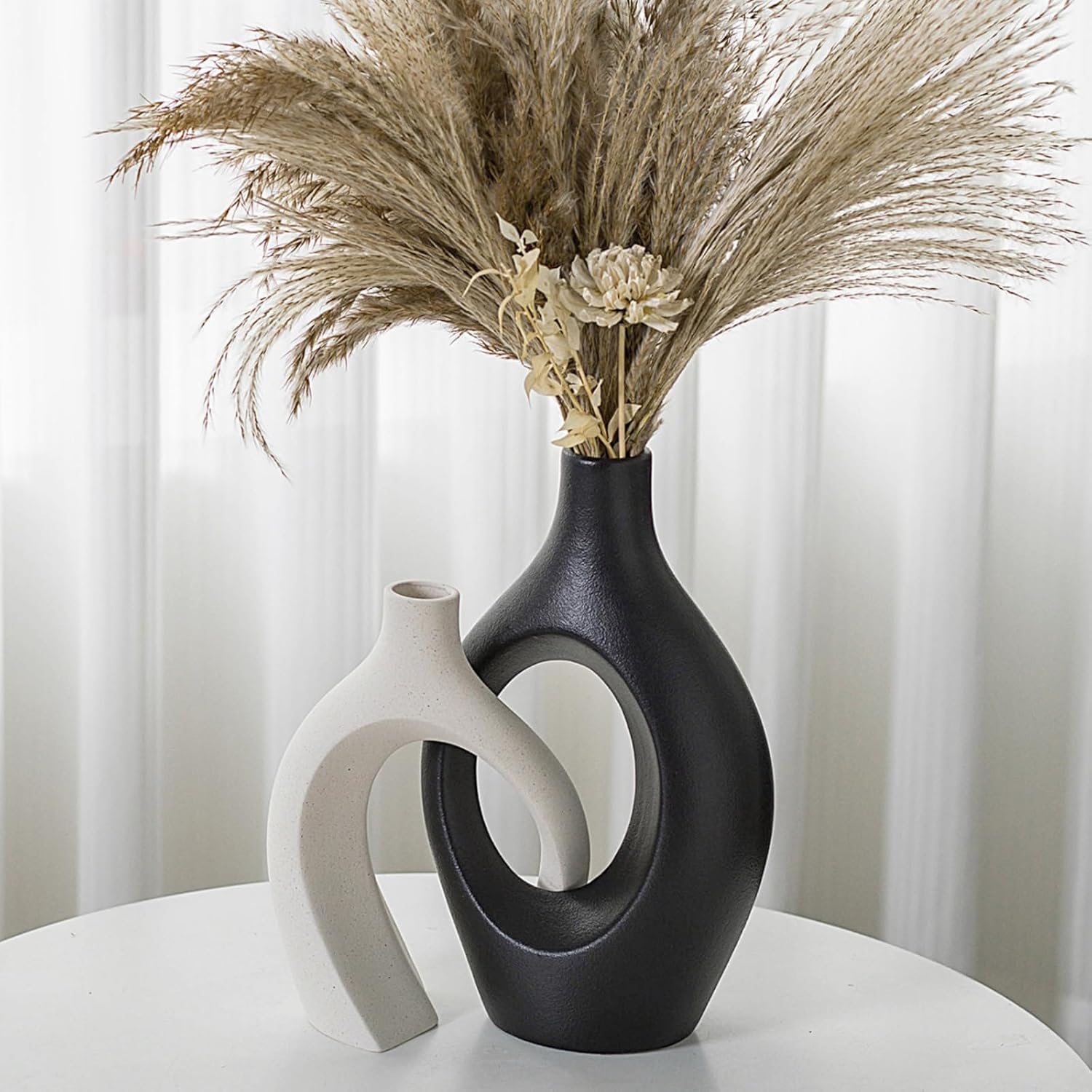 Modern Beige Vase Set — 6.3" — Black+beige XL