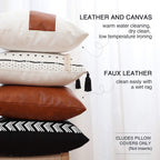 Boho Leather Throw Pillow Cover — 18" - View 2