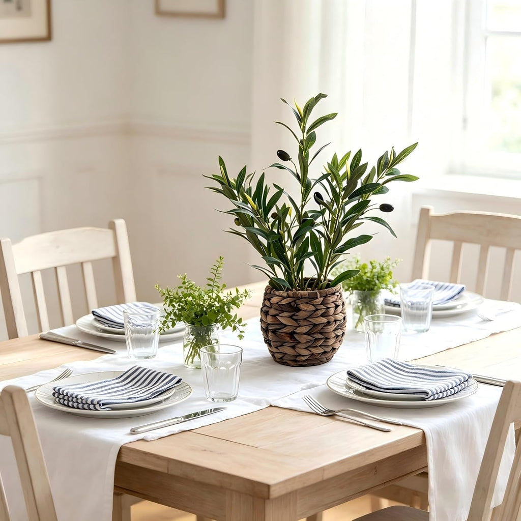 Handwoven Boho Green Artificial Plant — 17.7" - View 4
