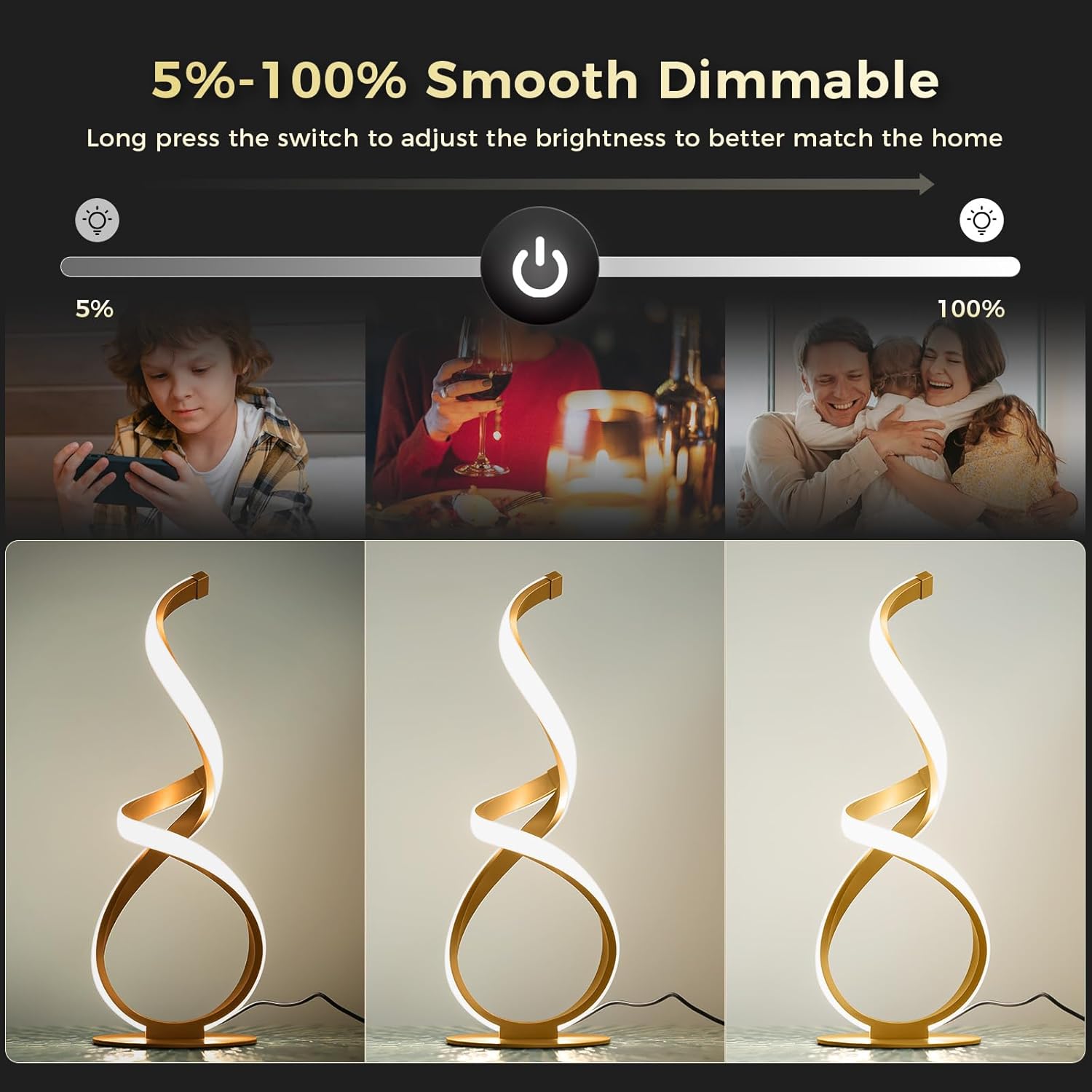 Dimmable Luxe Black Desk Lamp - View 4